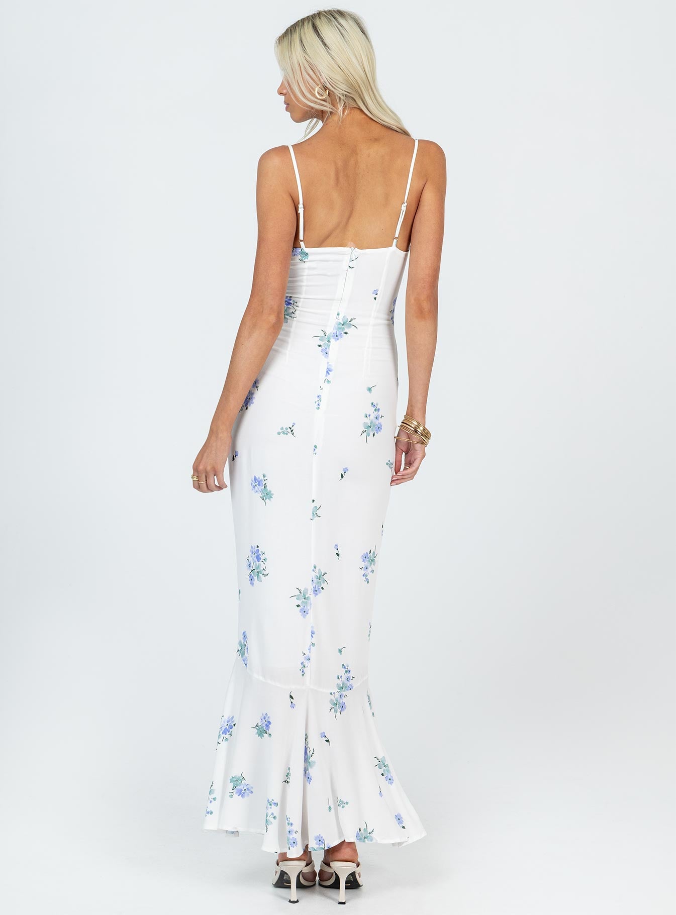Sing Along Maxi Dress White / Blue Tall-Oh Mollys