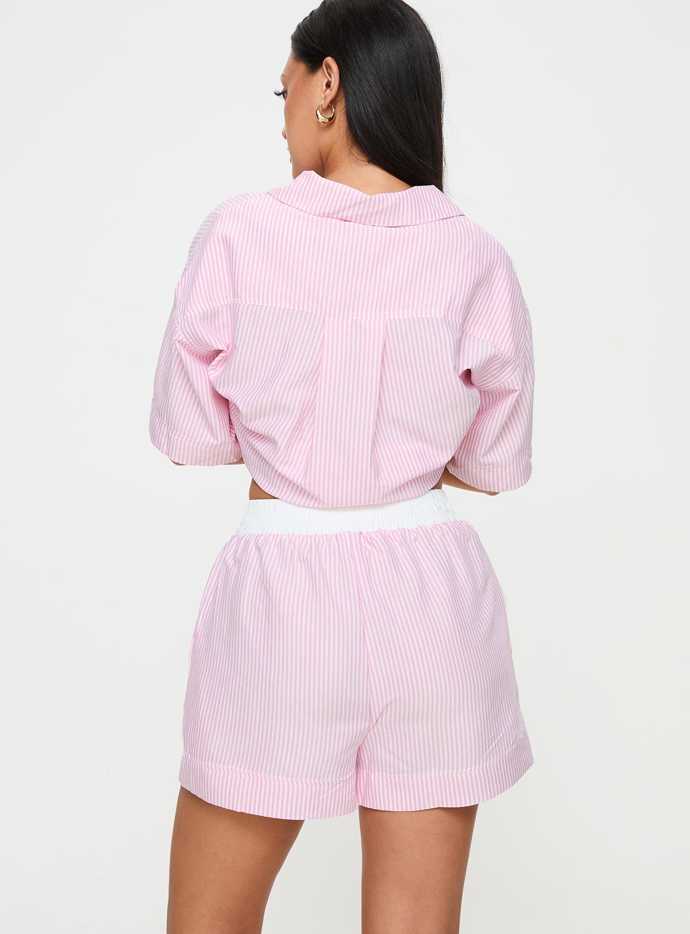 Early Riser Sleep Shorts Pink Stripe-Oh Mollys