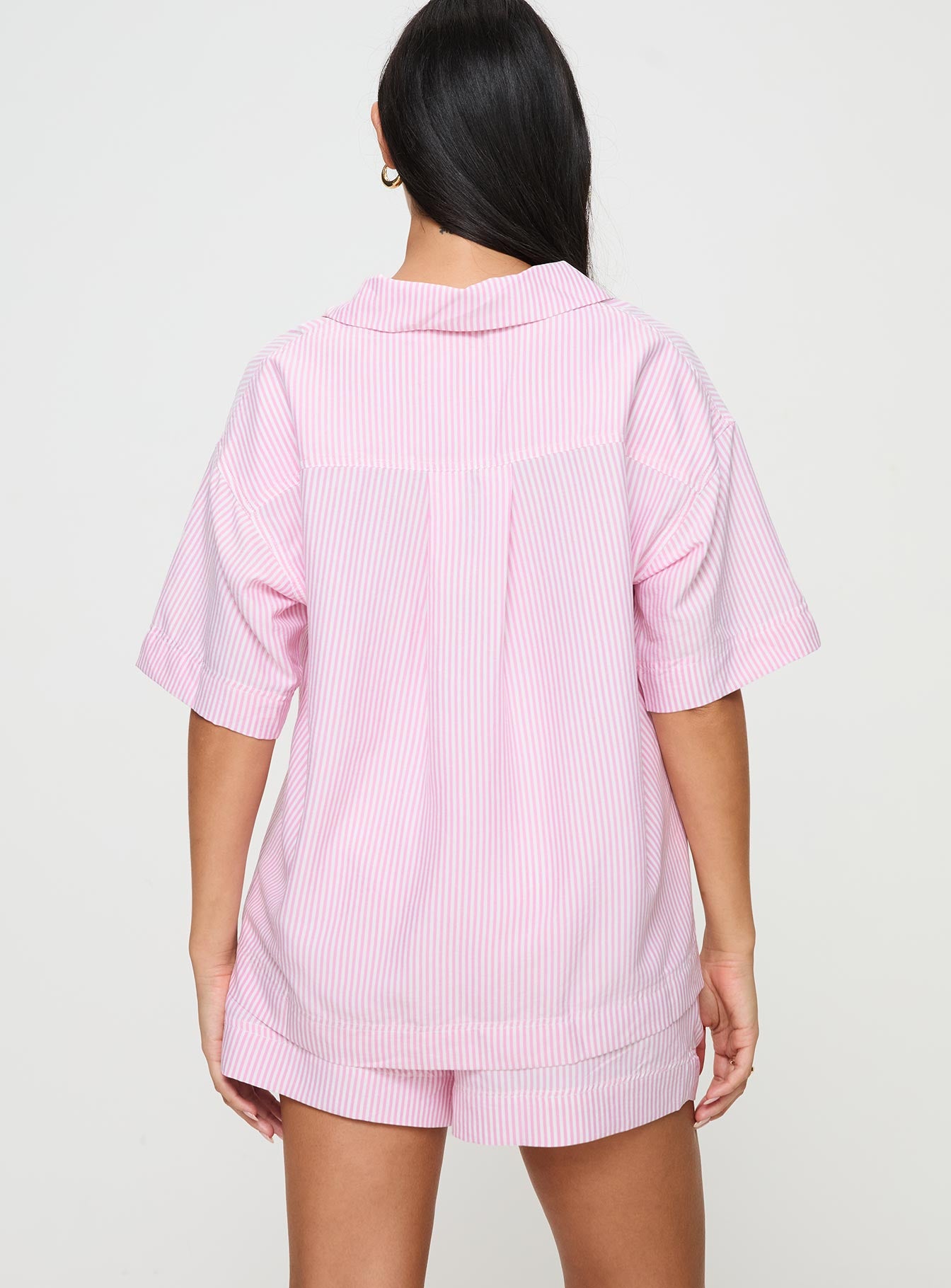 Early Riser Sleep Shirt Pink Stripe-Oh Mollys