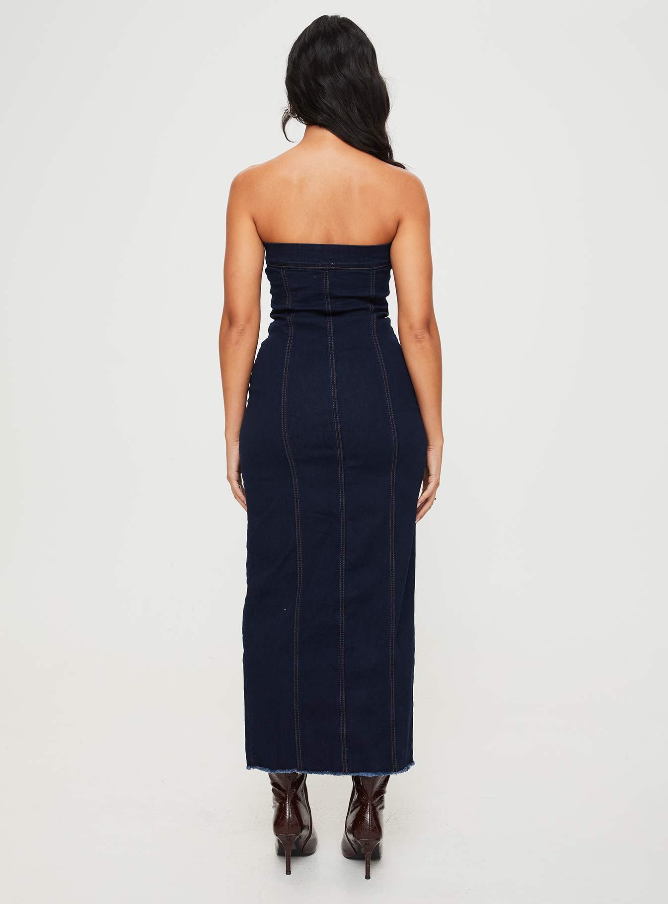 Marza Denim Strapless Maxi Dress Indigo-Oh Mollys