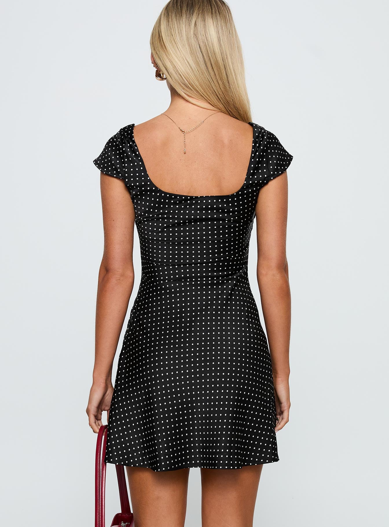 Lucienna Polka Dot Mini Dress Black / White-Oh Mollys