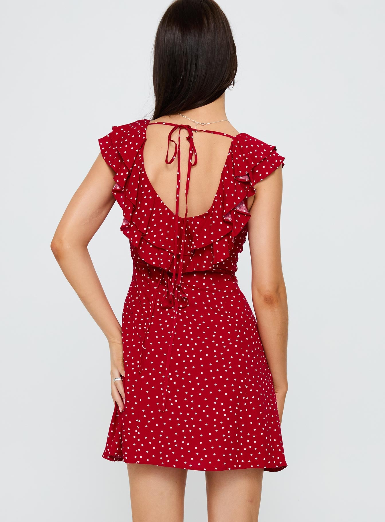Cherry Schnapps Flutter Mini Dress Red Polka-Oh Mollys