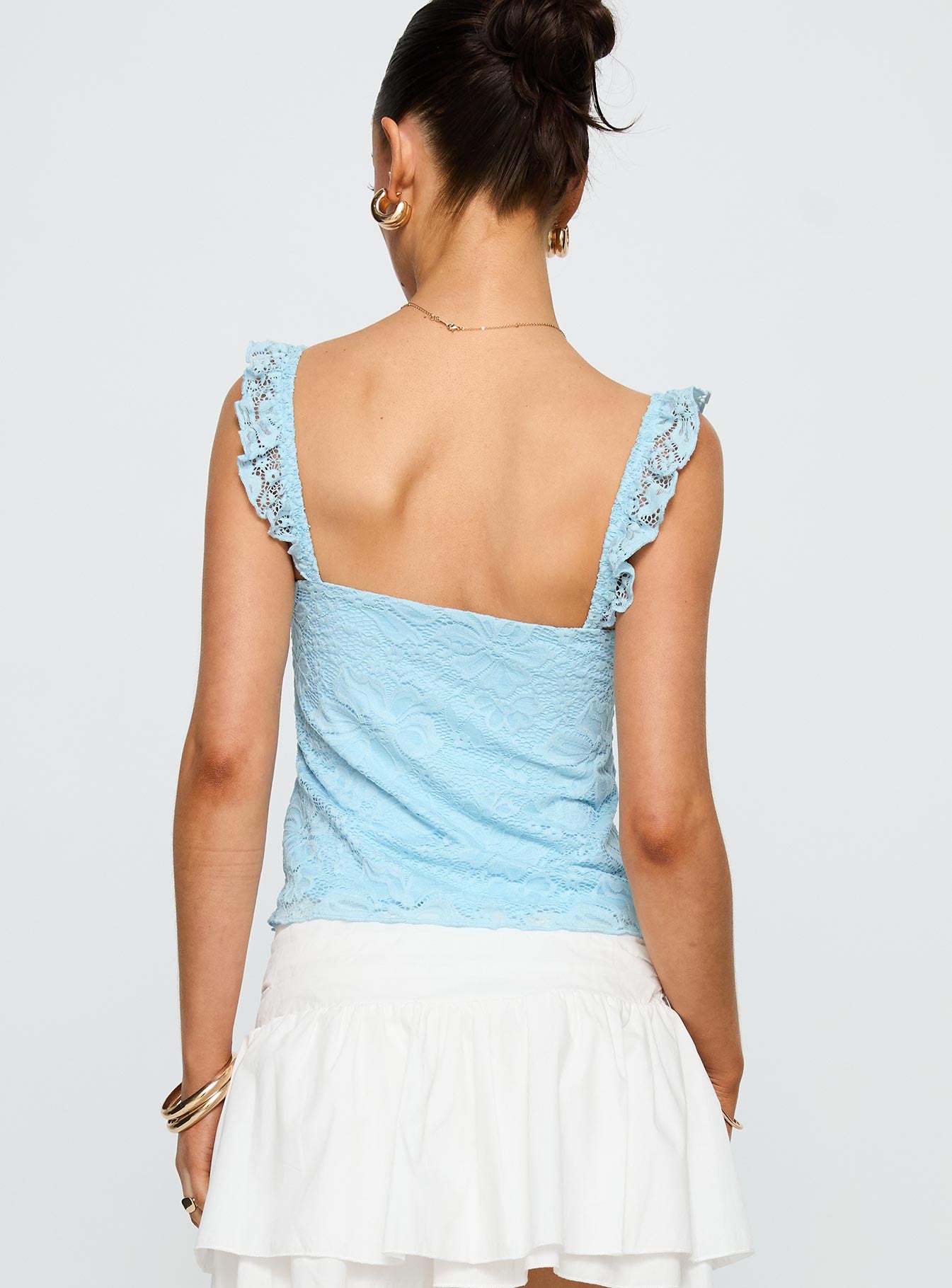 Madaleine Lace Top Blue-Oh Mollys