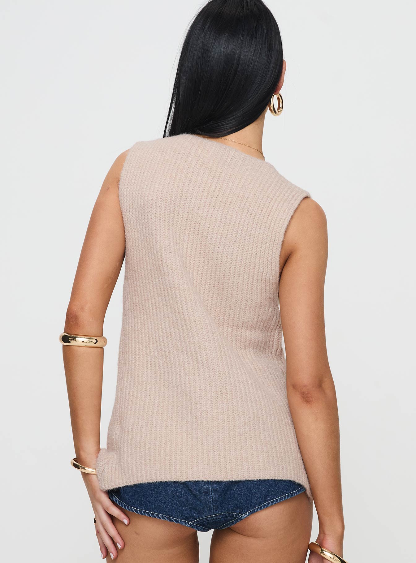 Nowah Knit Vest Beige-Oh Mollys
