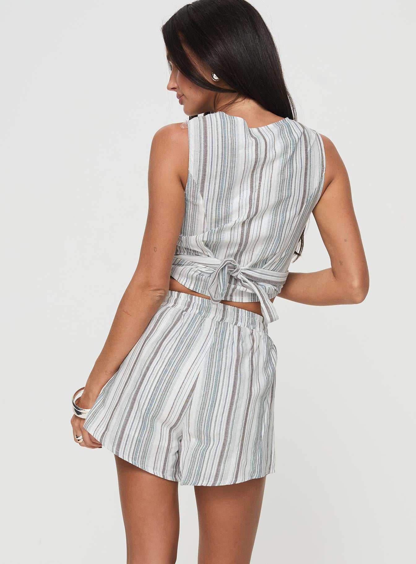 Flutters Shorts White / Blue Stripe-Oh Mollys