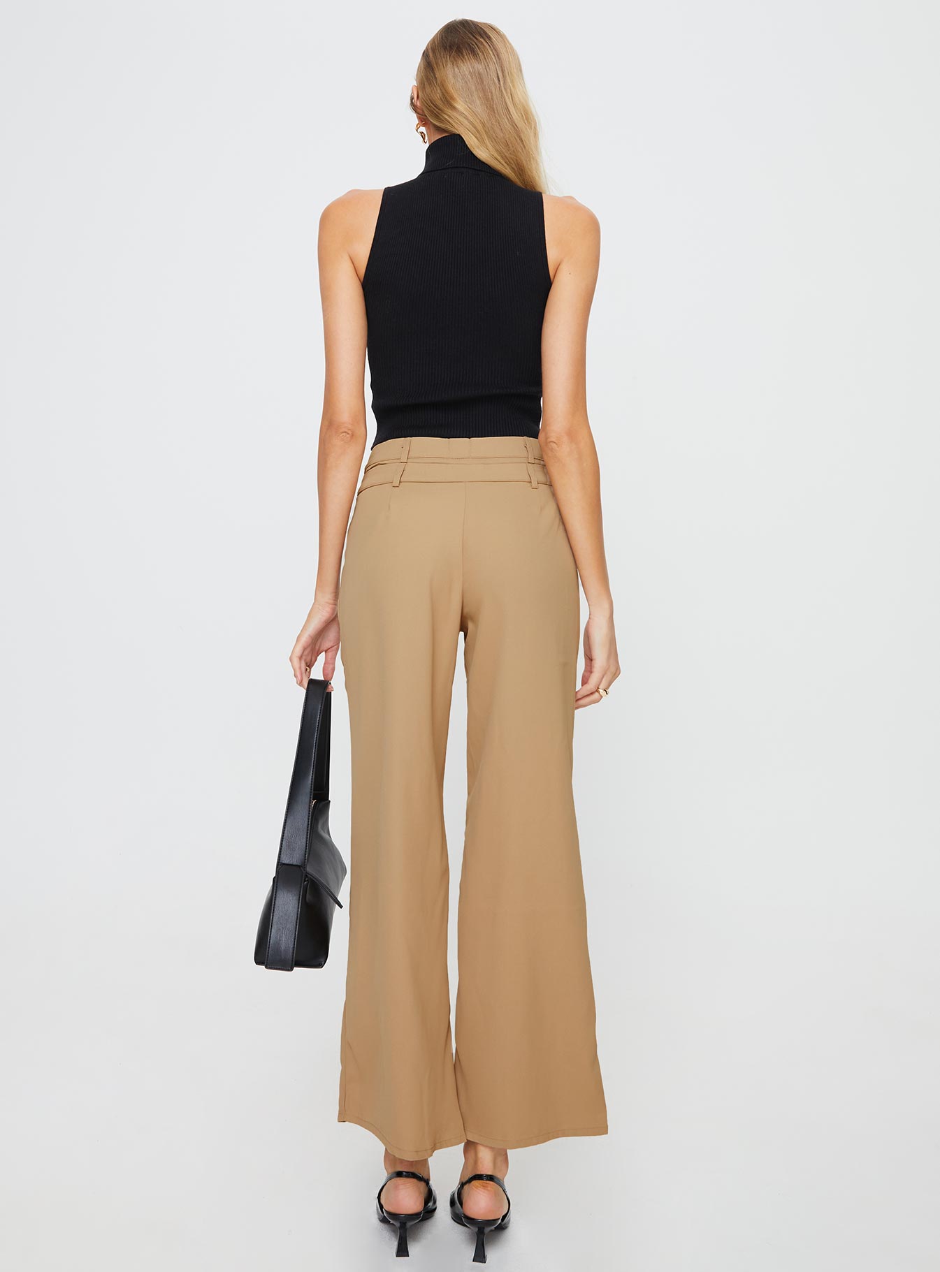 Paulino Double Waistband Pants Beige-Oh Mollys