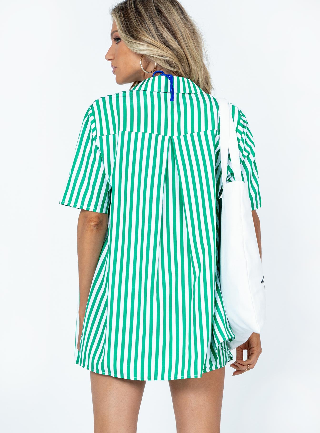Chloe Short Sleeve Set Green Stripe-Oh Mollys