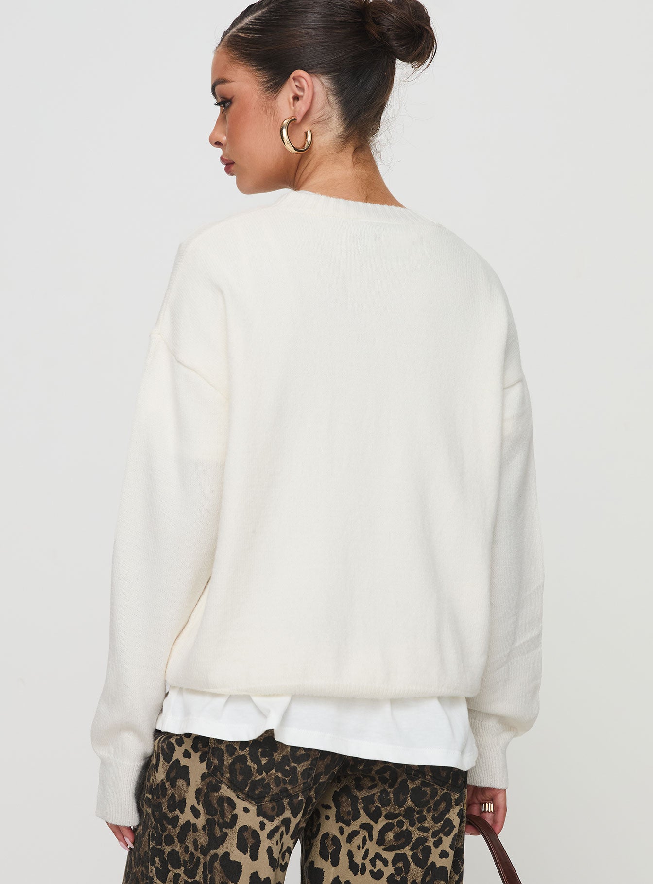 Cherry Dreams Knit Jumper Cream-Oh Mollys