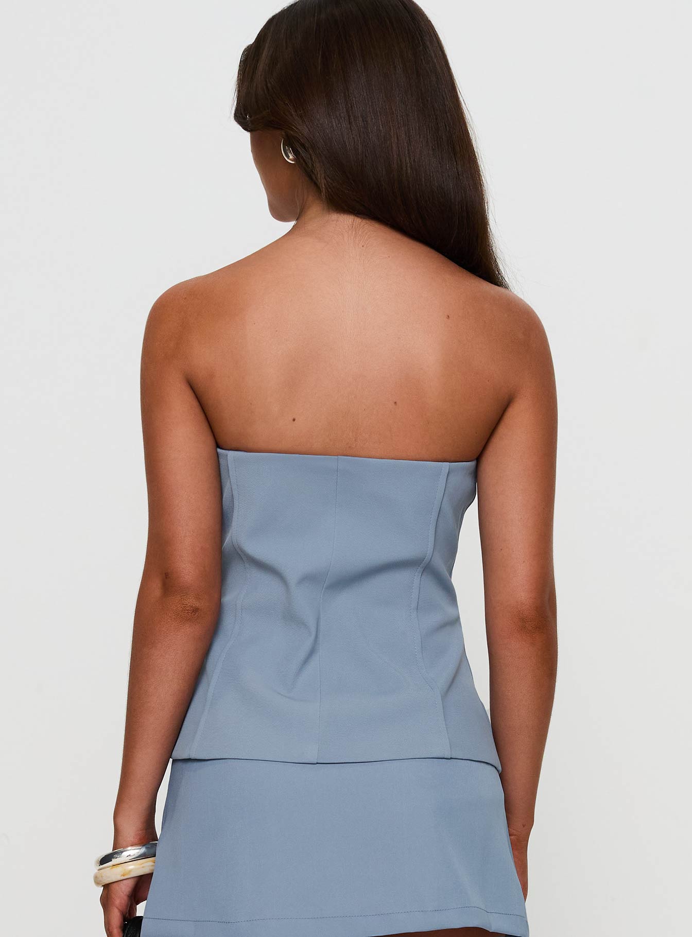 Lavish Living Strapless Top Blue-Oh Mollys