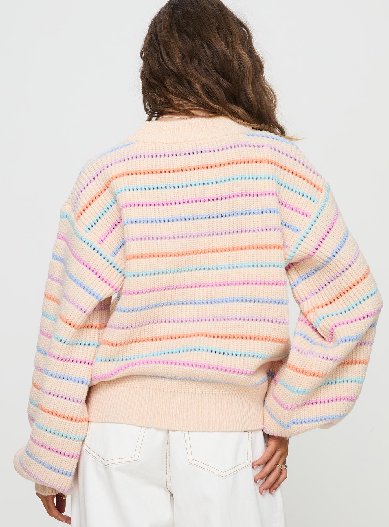 Harmony Balloon Sleeve Knit Sweater Multi-Oh Mollys