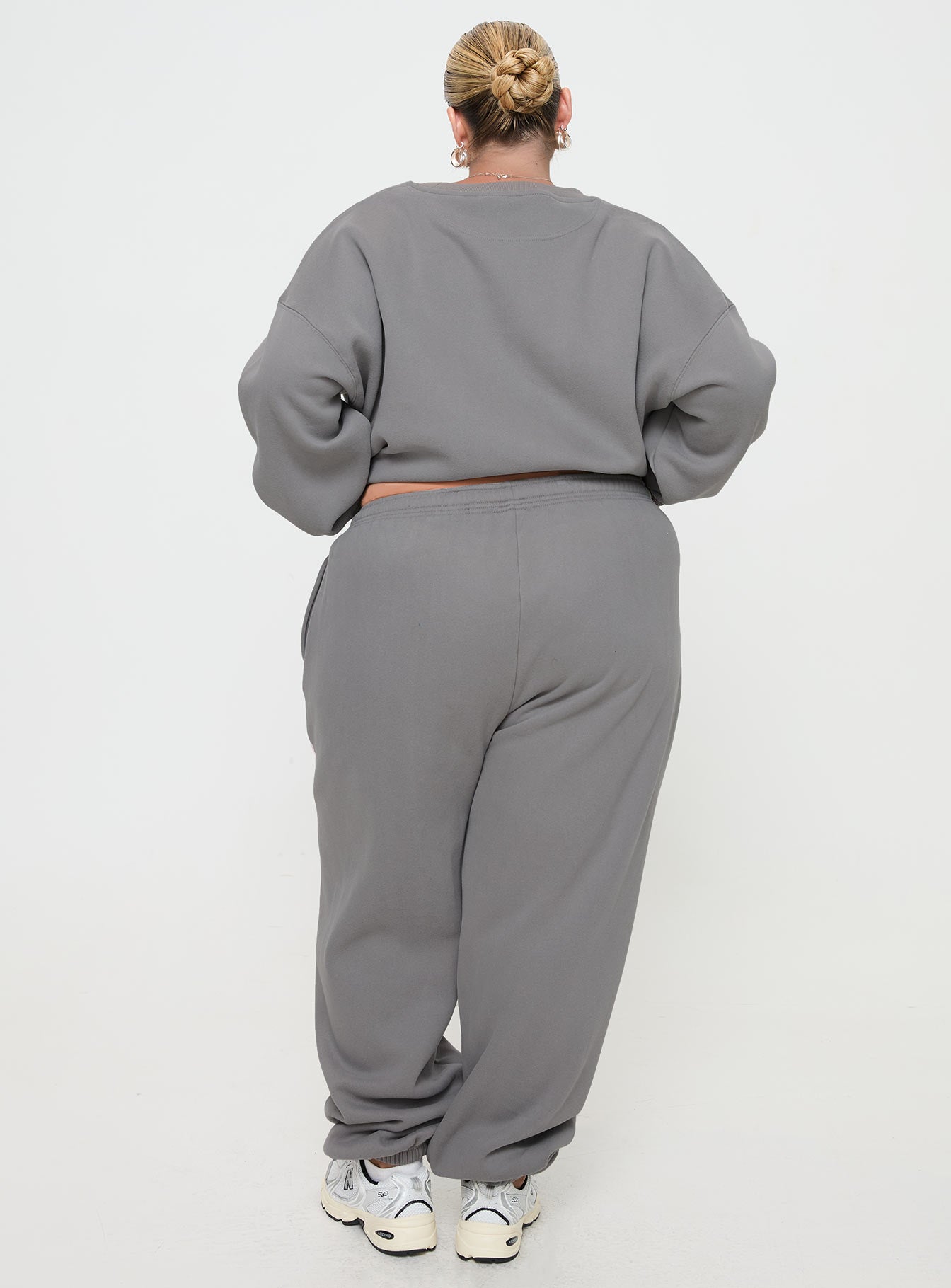 Oh Mollys Track Pants Puff Text Charcoal Curve-Oh Mollys