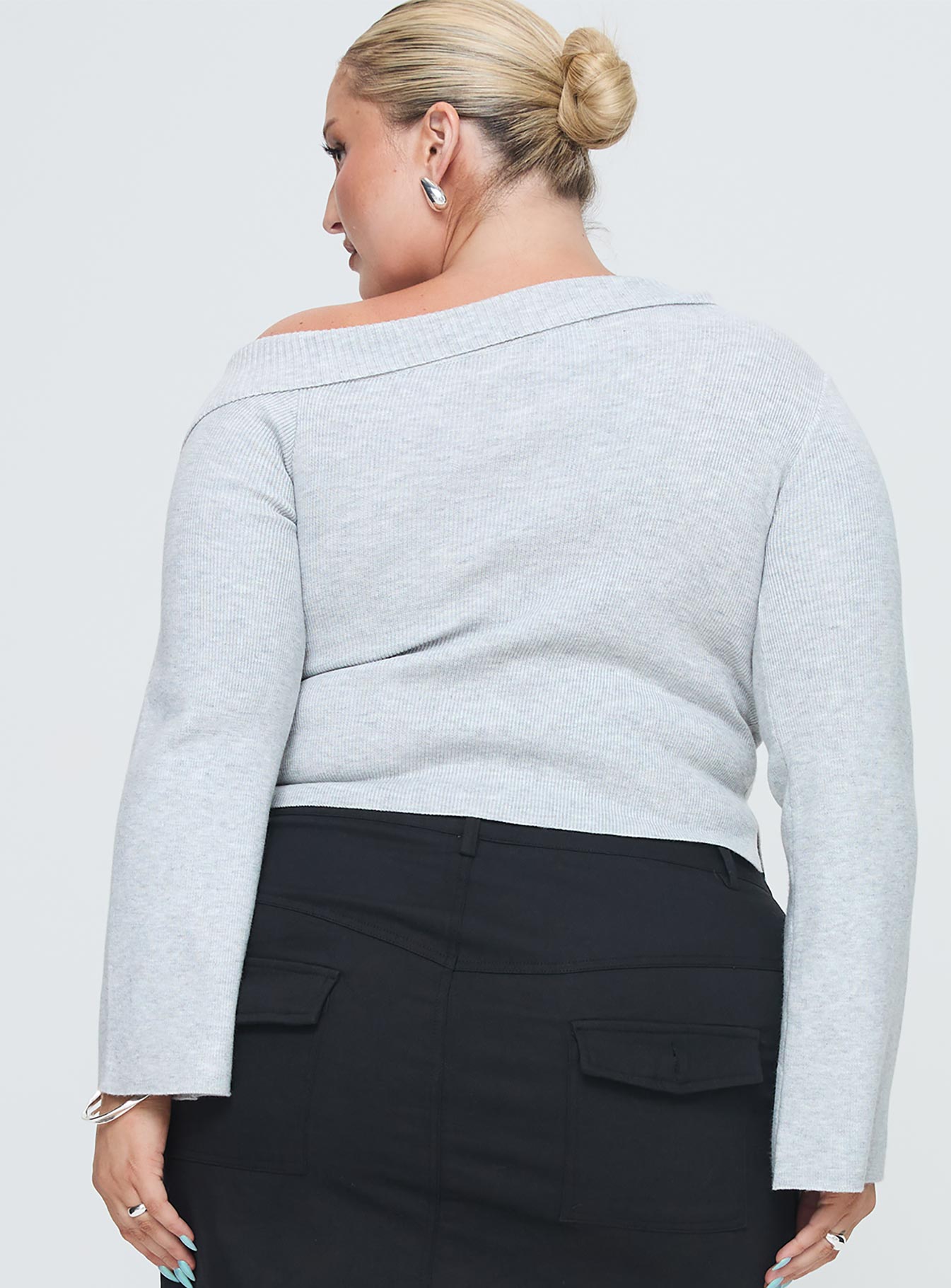 Sina Off The Shoulder Top Grey Curve-Oh Mollys