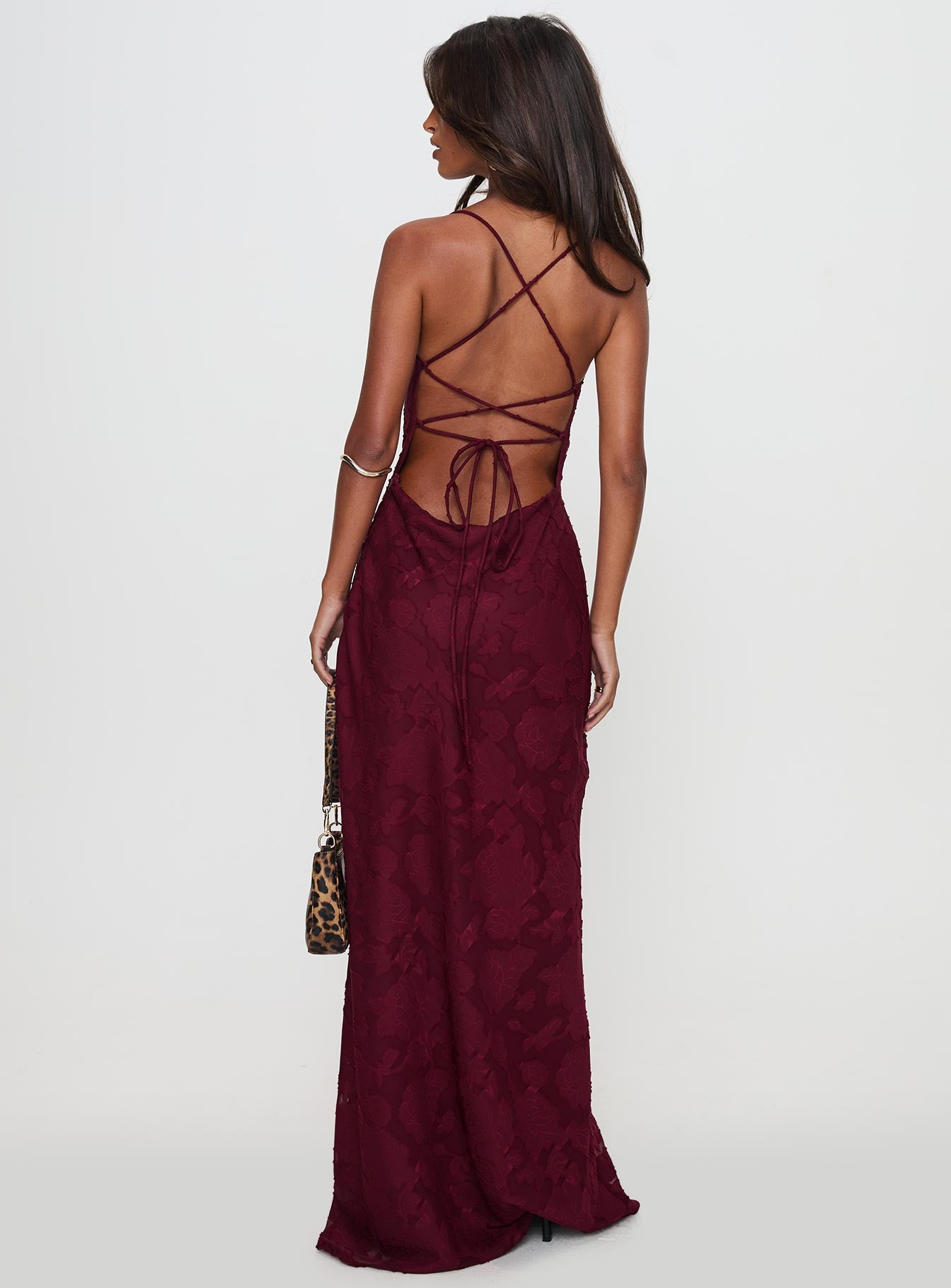 Celena Maxi Dress Burgundy Burnout Petite-Oh Mollys