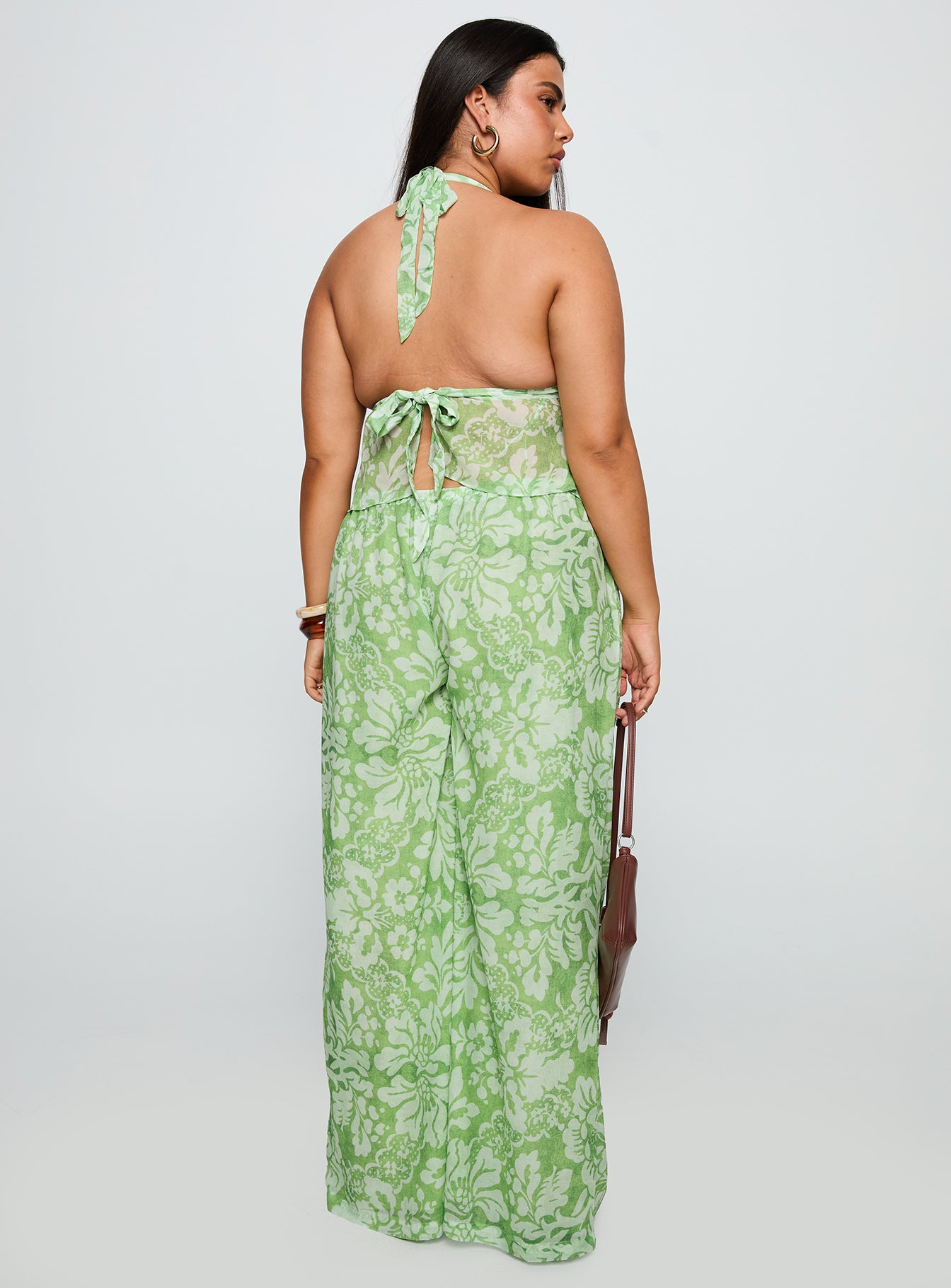 Finesse Pants Green Floral Curve-Oh Mollys
