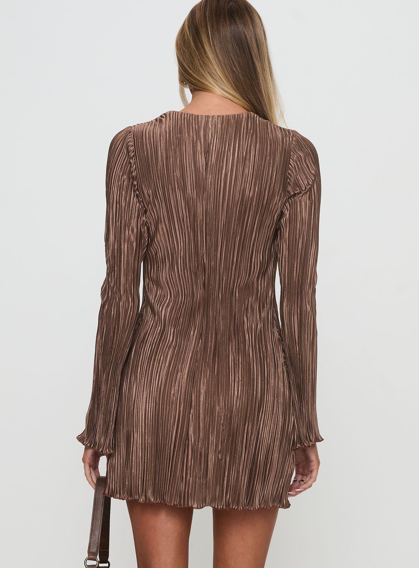 Malop Long Sleeve Mini Dress Chocolate-Oh Mollys