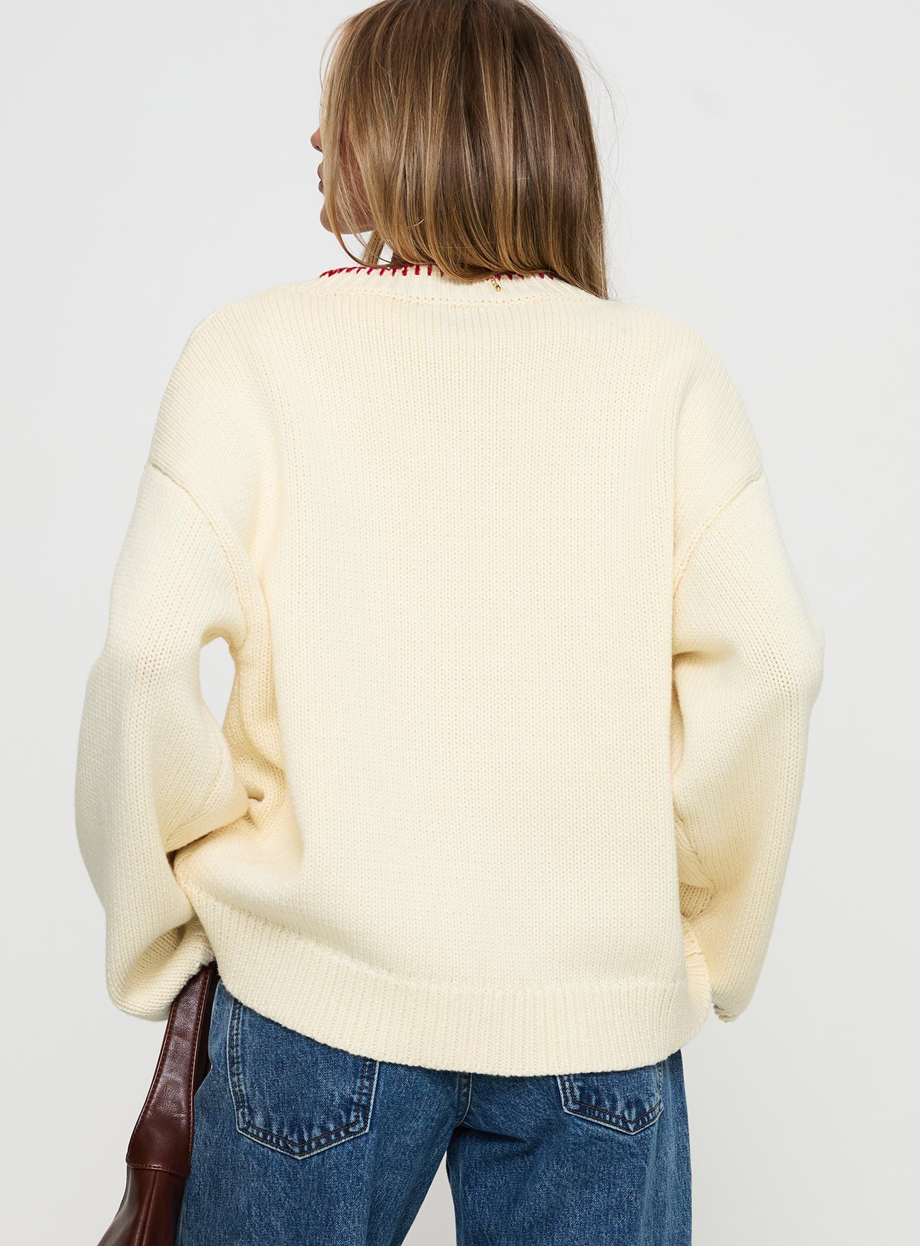 Coastlines Knit Sweater Cream / Red-Oh Mollys