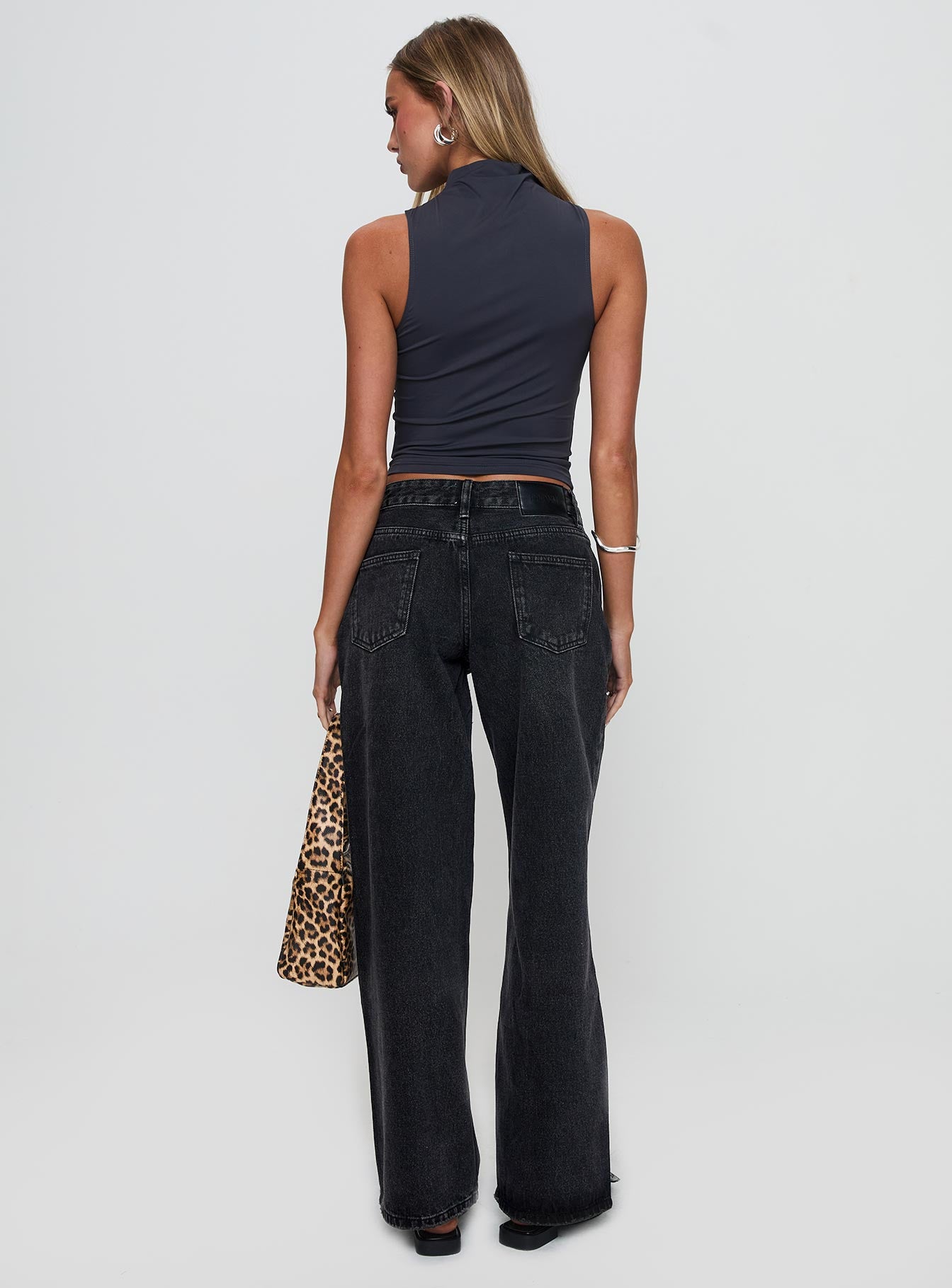 Serenitia Mid Rise Straight Leg Jeans Washed Black Tall-Oh Mollys