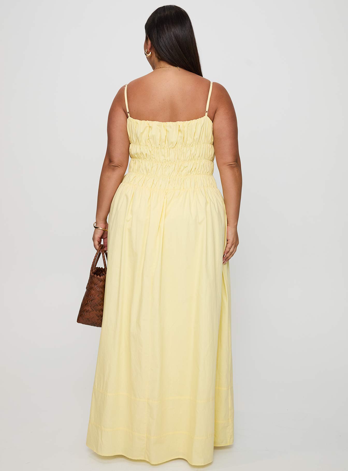 Loralei Shirred Maxi Dress Yellow Curve-Oh Mollys