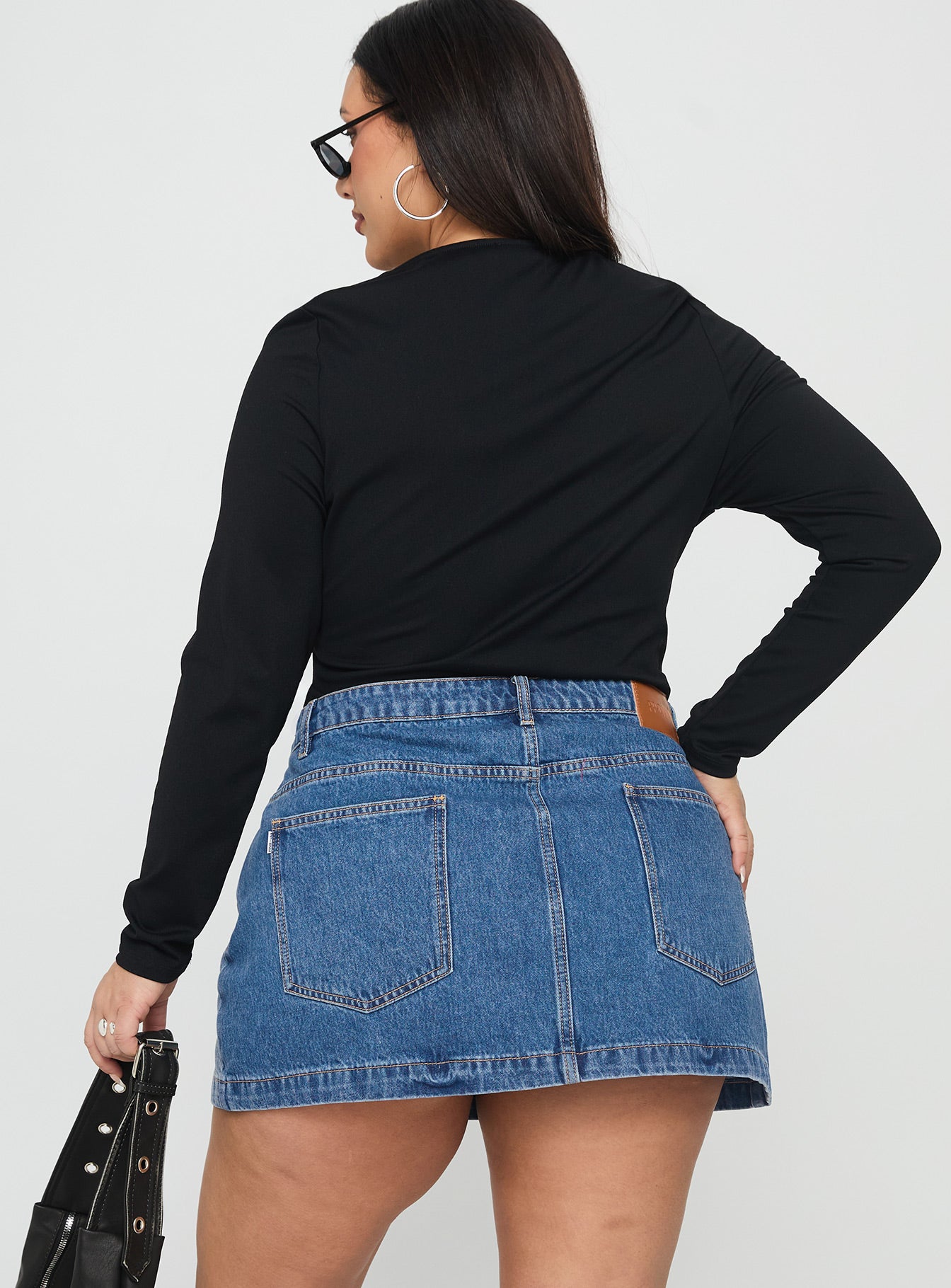Fossils Denim Mini Skirt Blue Curve-Oh Mollys