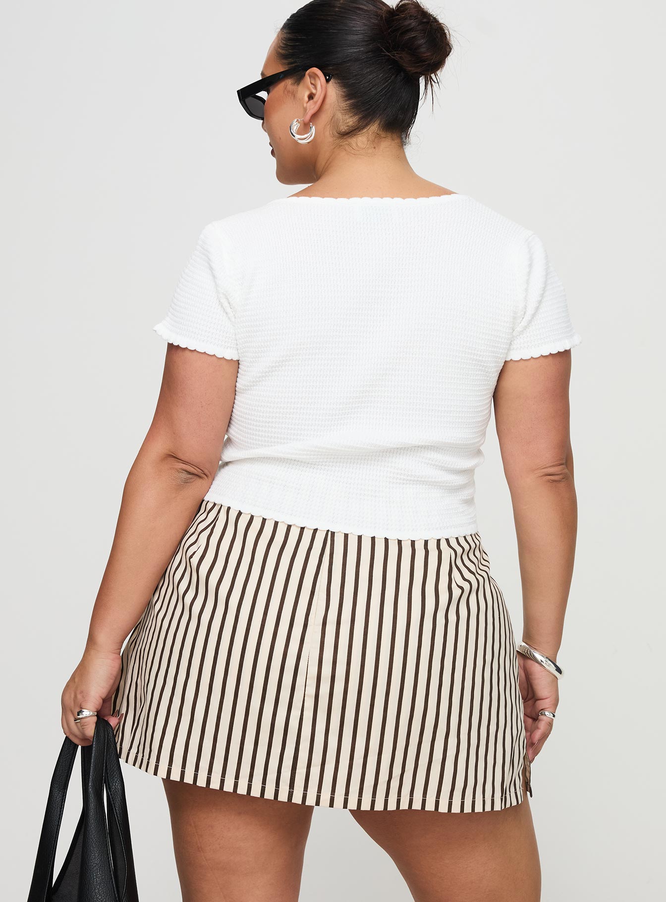 Gigi Skort Beige Stripe Curve-Oh Mollys