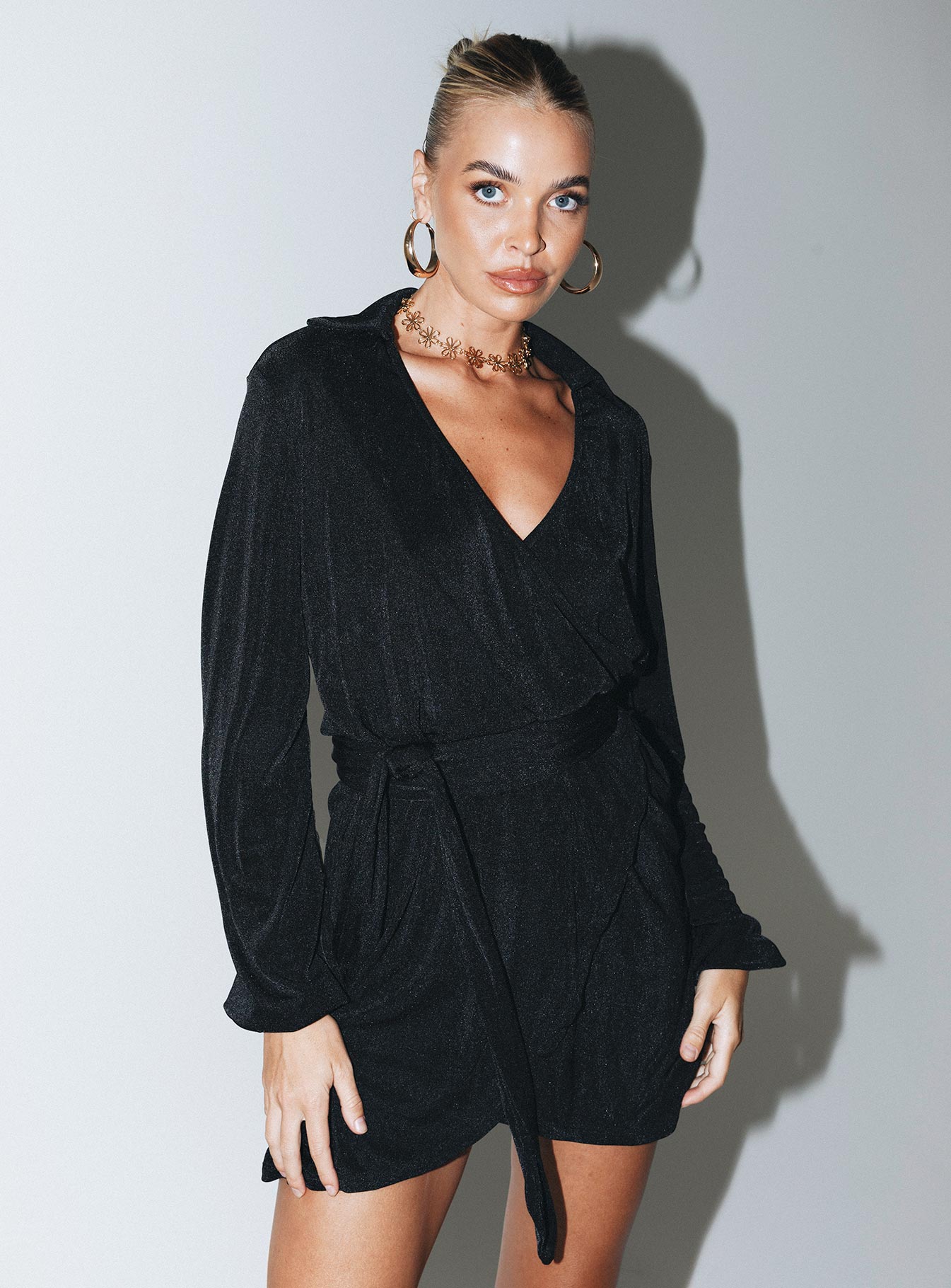 Party Time Mini Dress Black Tall-Oh Mollys