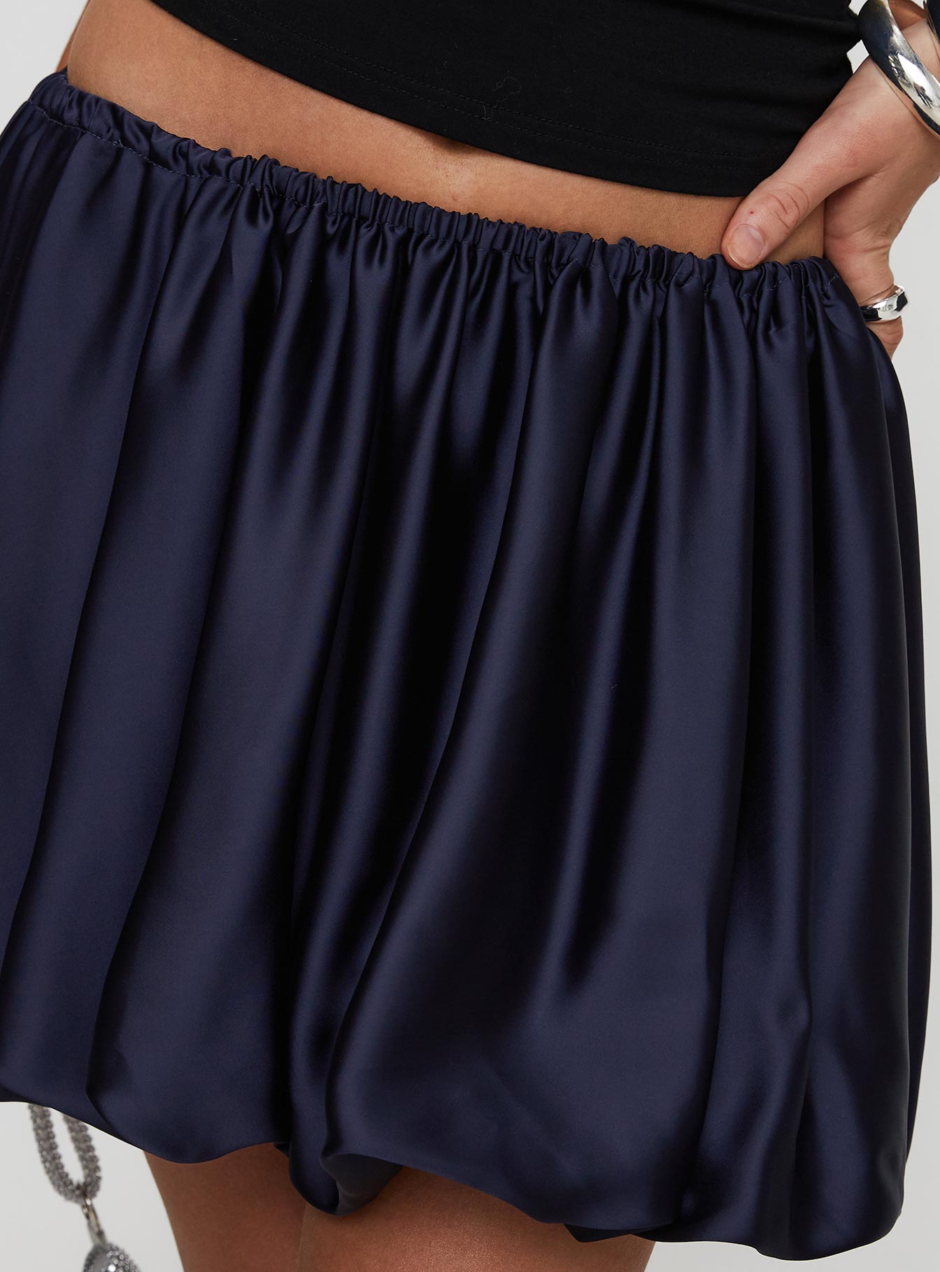 Rubee Bubble Hem Mini Skirt Navy-Oh Mollys