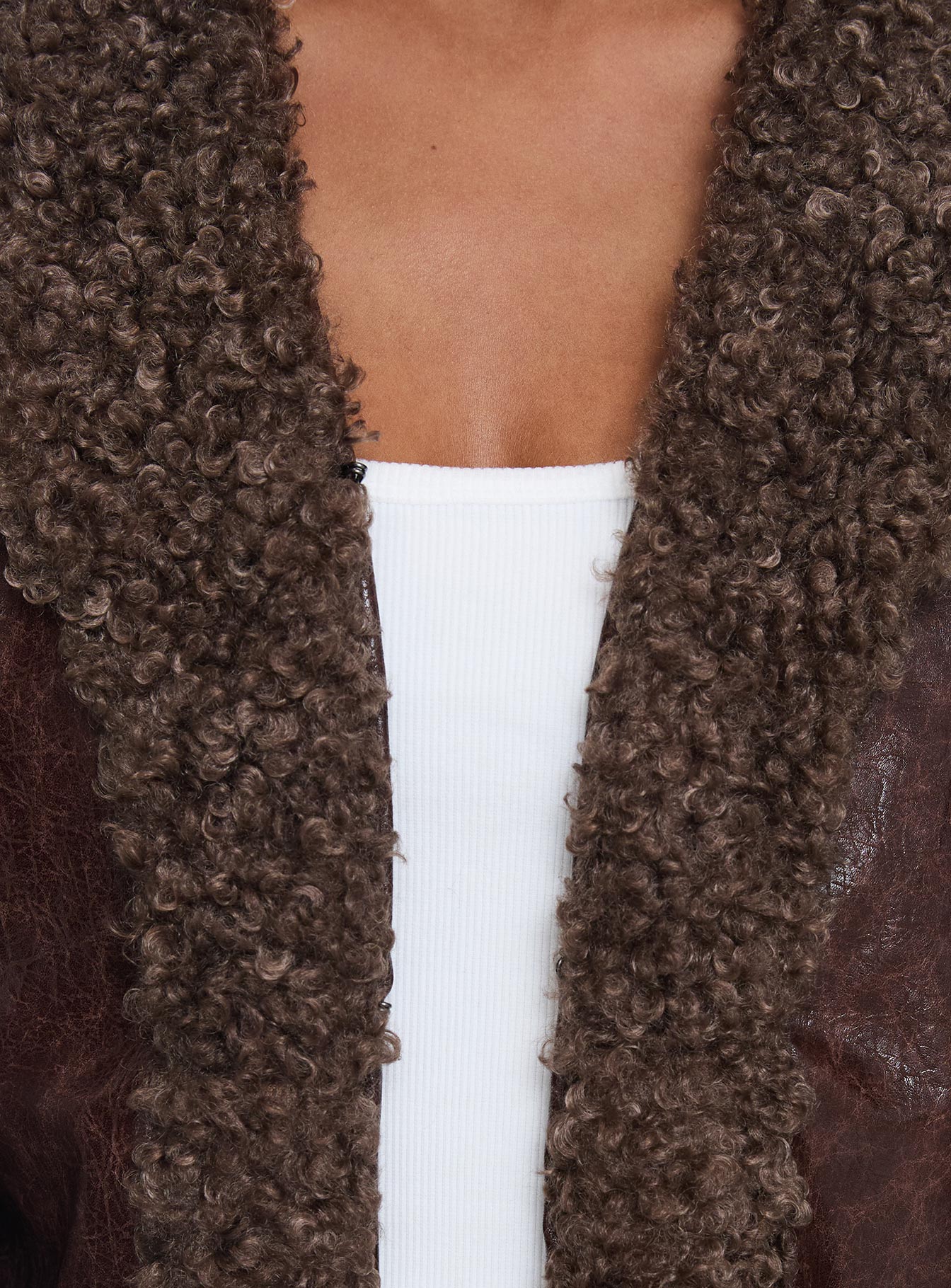 Found A Reason Faux Leather Jacket Brown-Oh Mollys