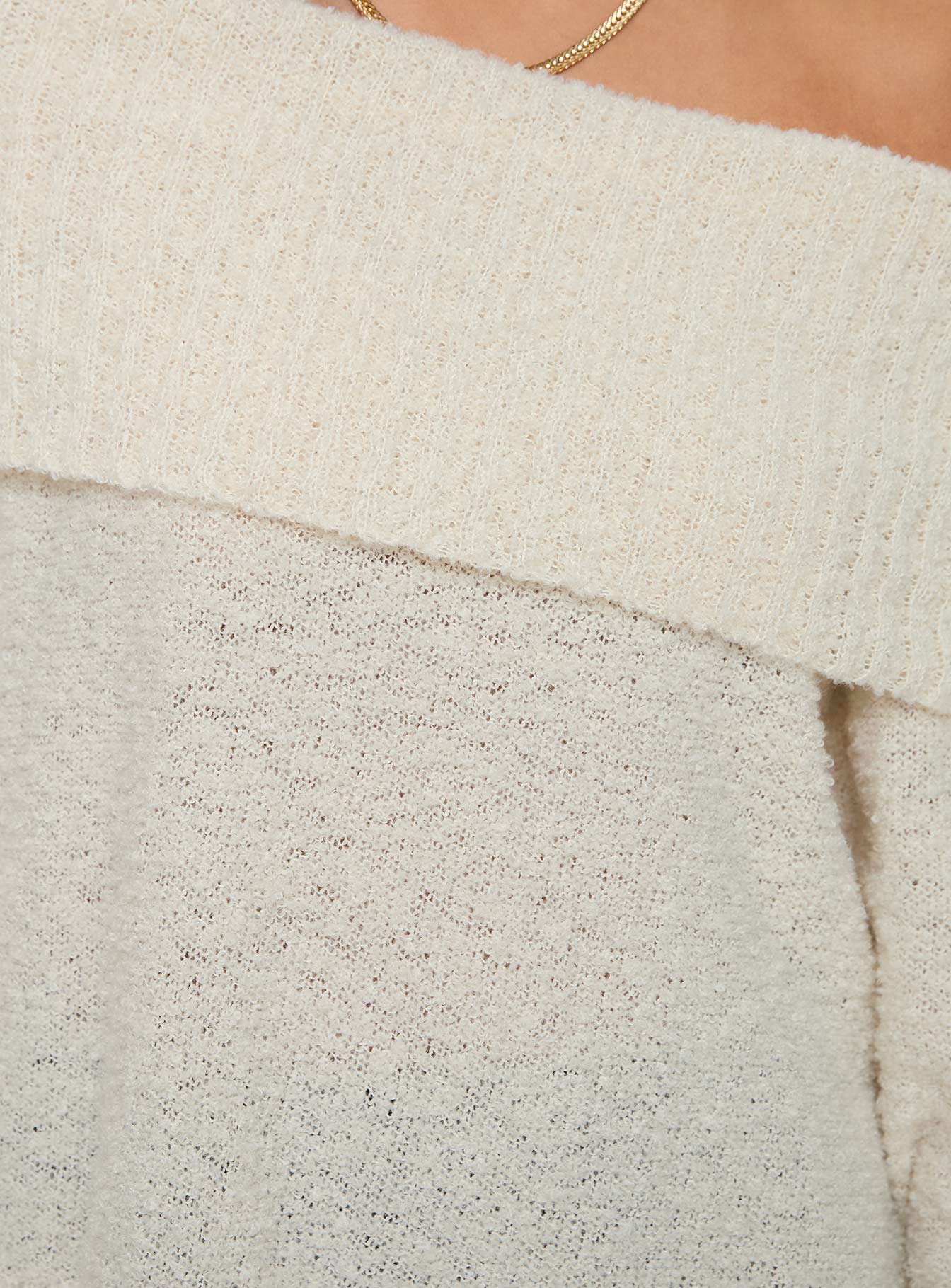 Parkley Boucle Off The Shoulder Sweater Cream-Oh Mollys