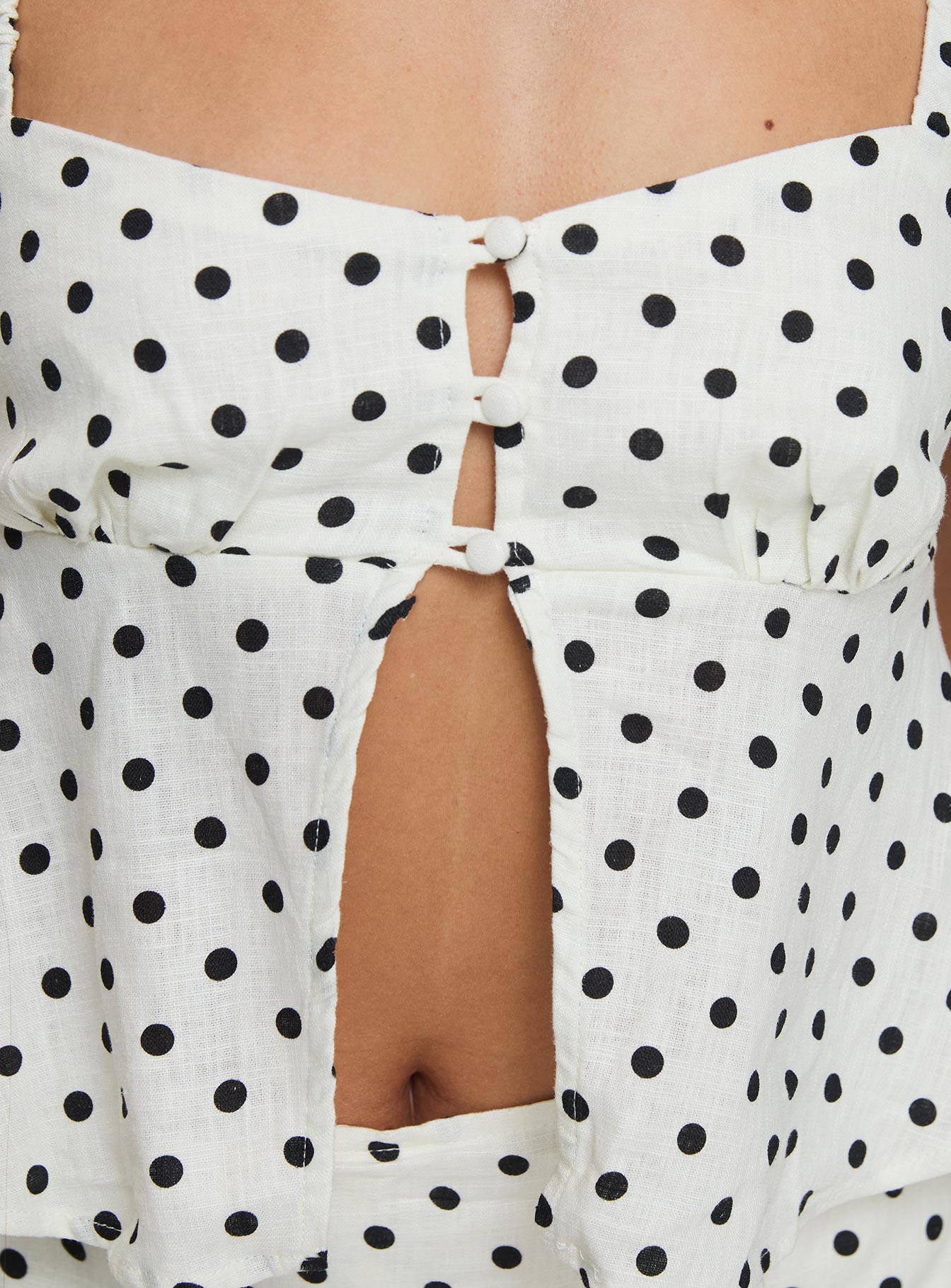 Passionfruit Linen Blend Top Cream/Black Polka Dot-Oh Mollys