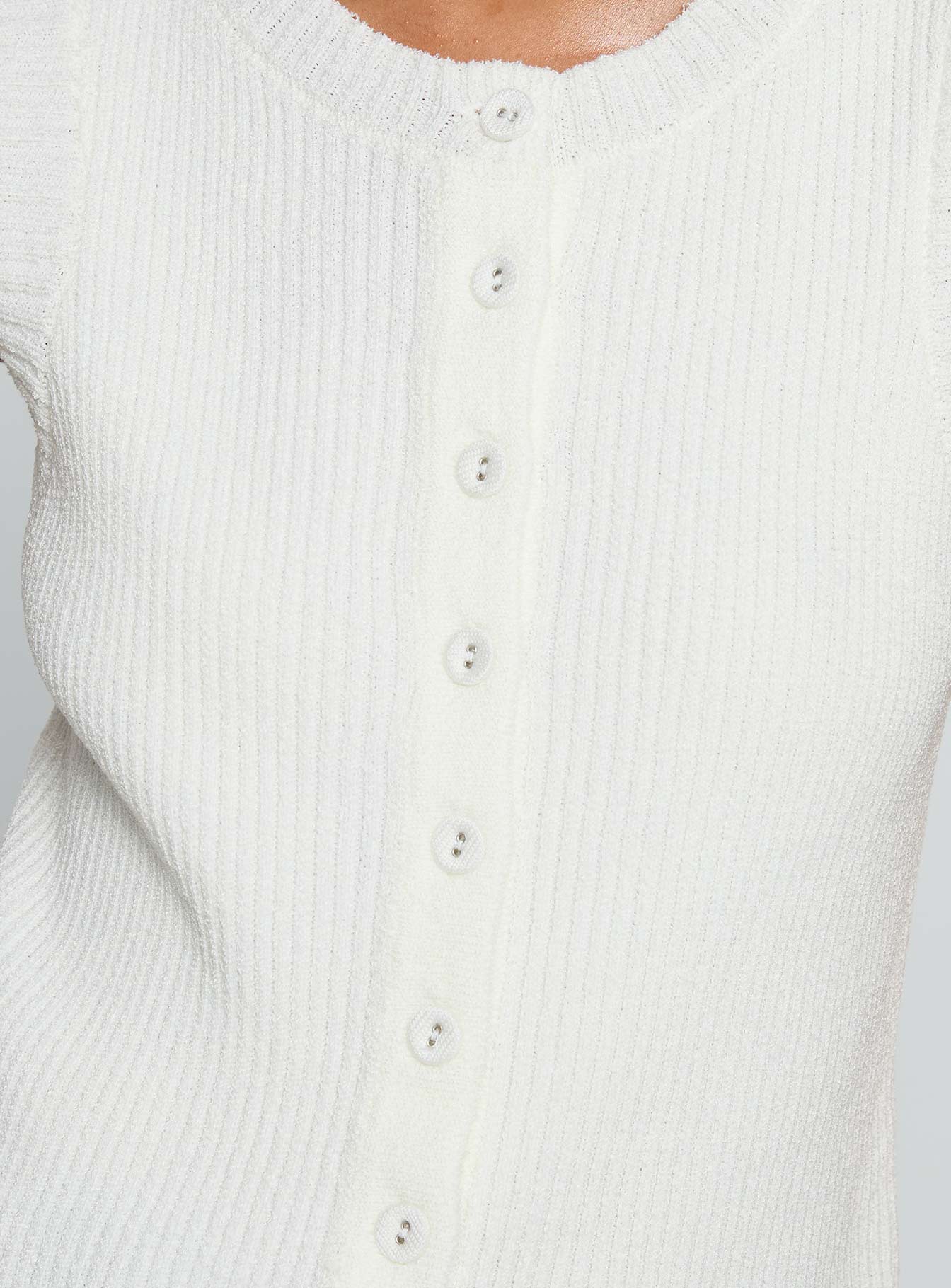 Simie Button Front Rib Top White-Oh Mollys