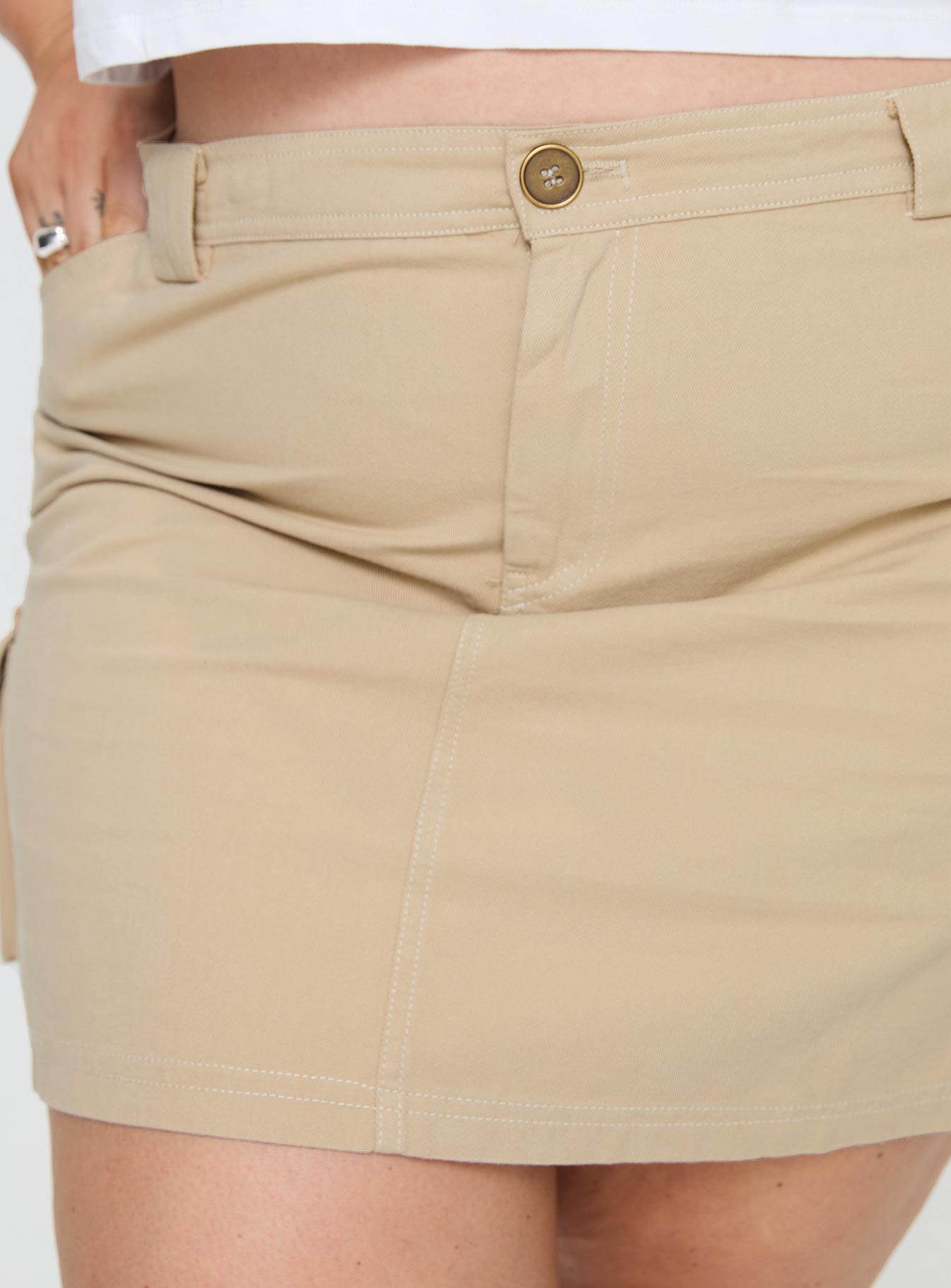 Lydie Cargo Mini Skirt Beige Curve-Oh Mollys
