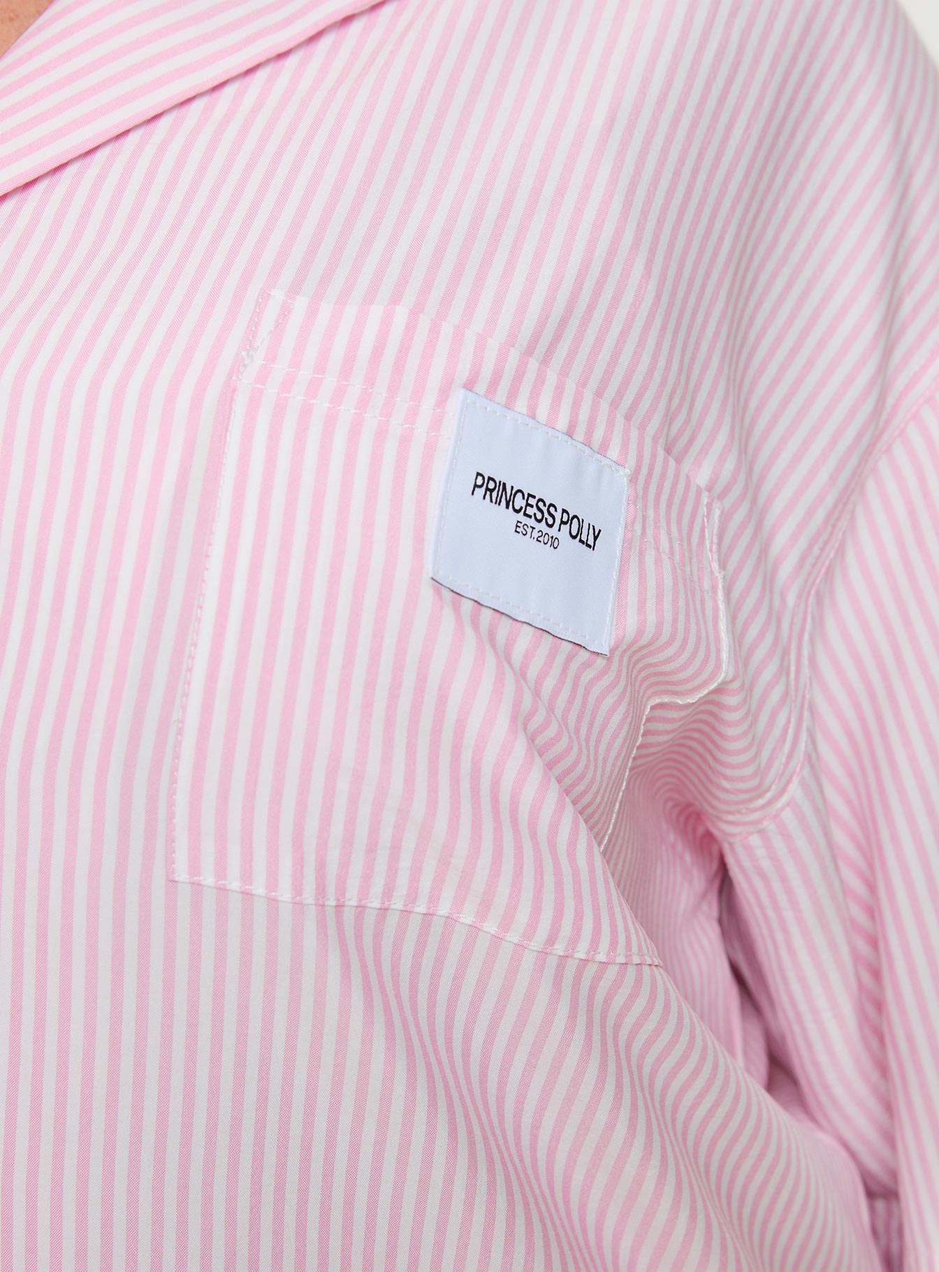 Early Riser Sleep Shirt Pink Stripe Curve-Oh Mollys