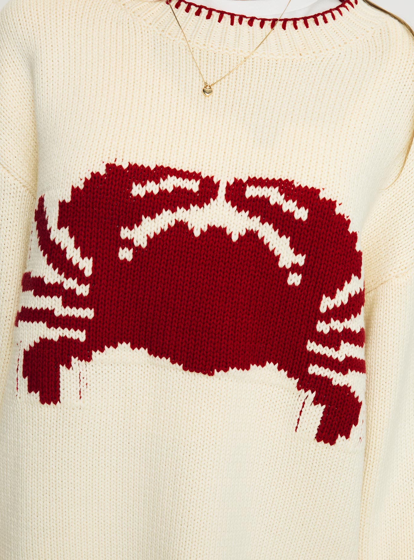 Coastlines Knit Sweater Cream / Red-Oh Mollys