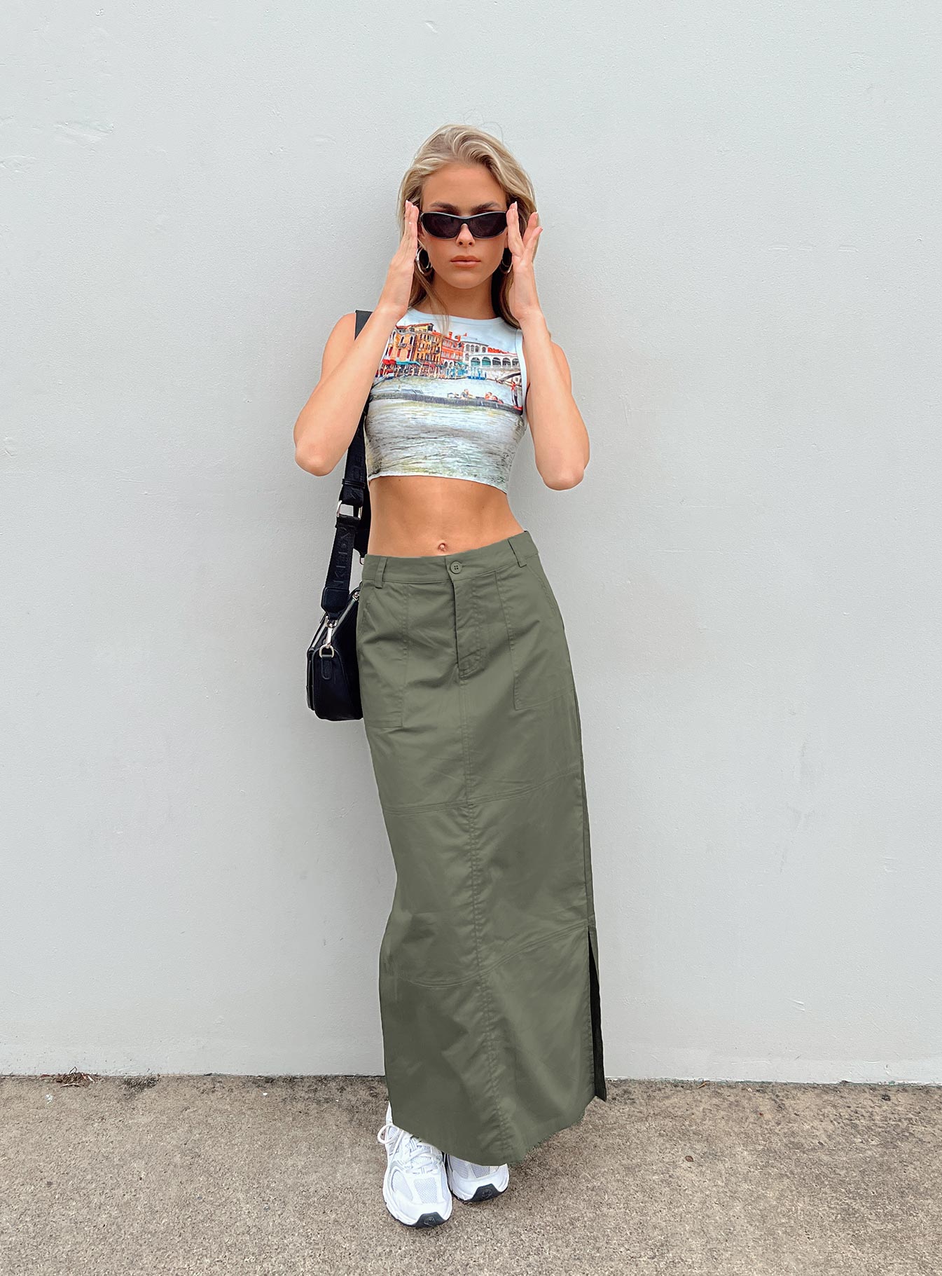 Devine Cargo Maxi Skirt Khaki-Oh Mollys