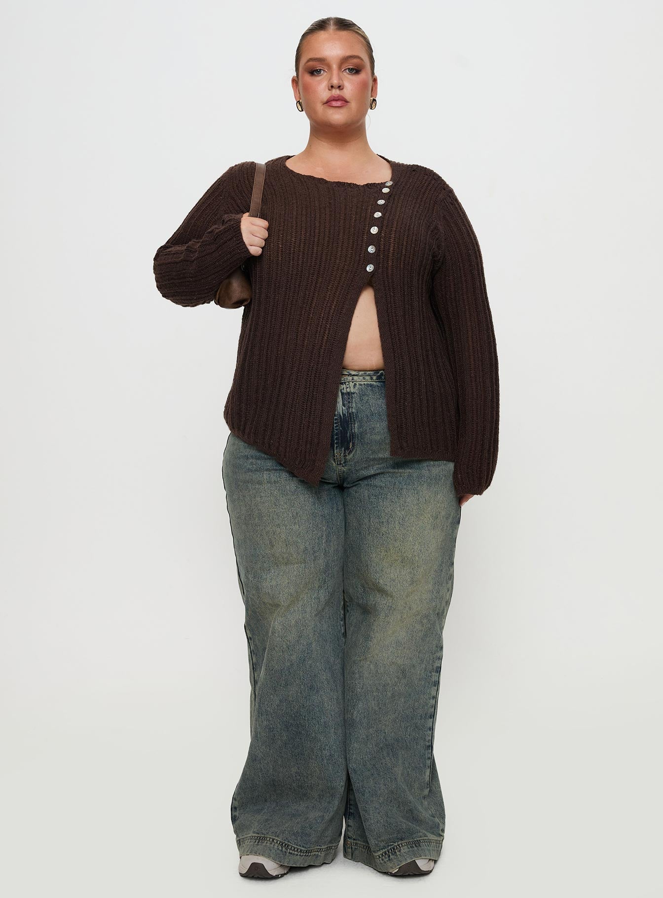Lenker Knit Jumper Brown Curve-Oh Mollys