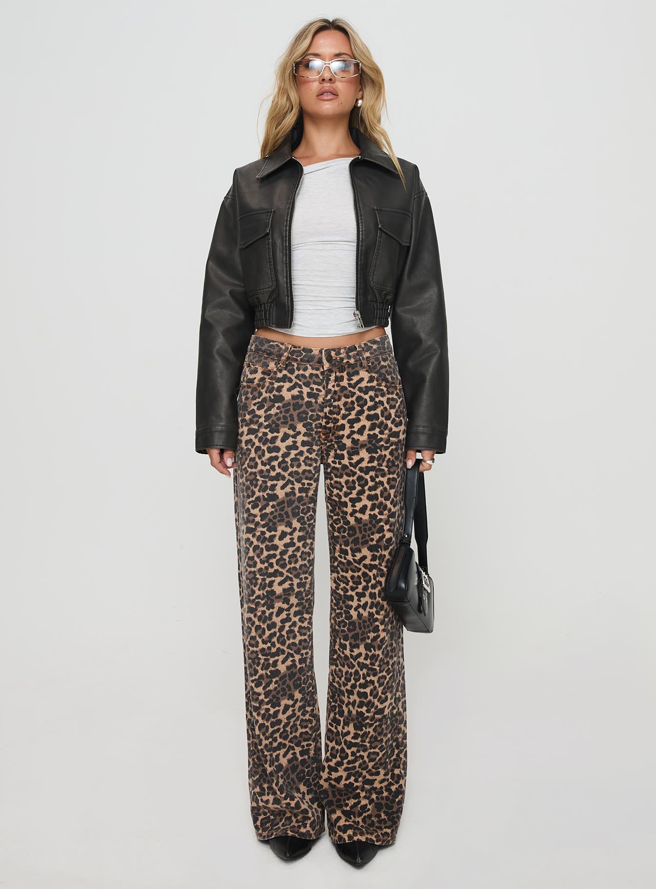 Eavar Faux Leather Jacket Washed Black-Oh Mollys