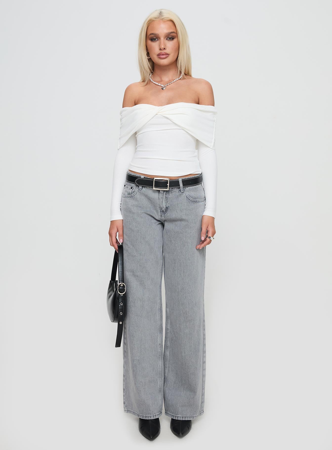 Myrina Long Sleeve Top White-Oh Mollys