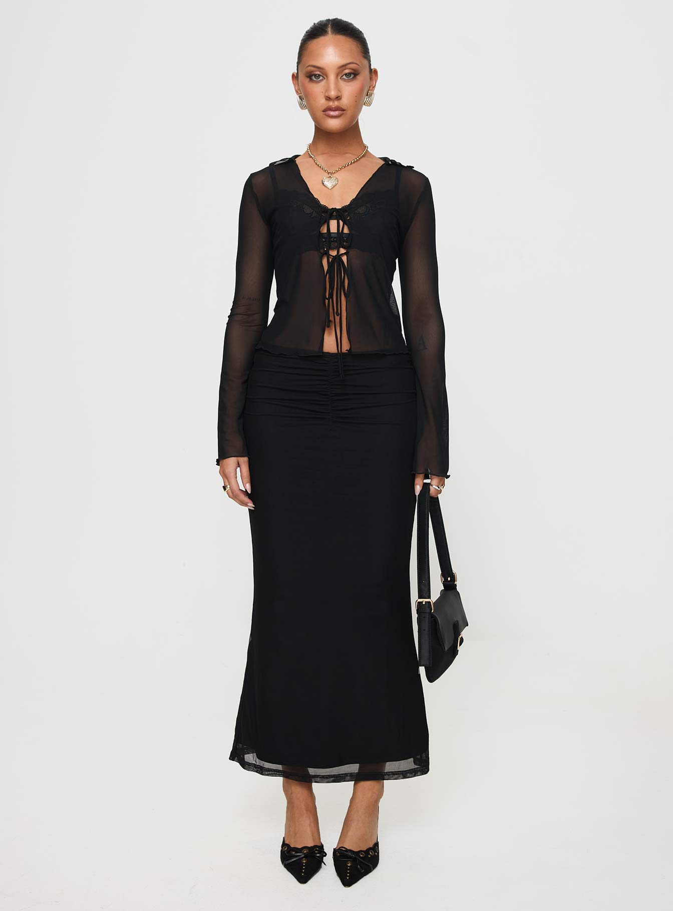 Colombo Maxi Skirt Black-Oh Mollys