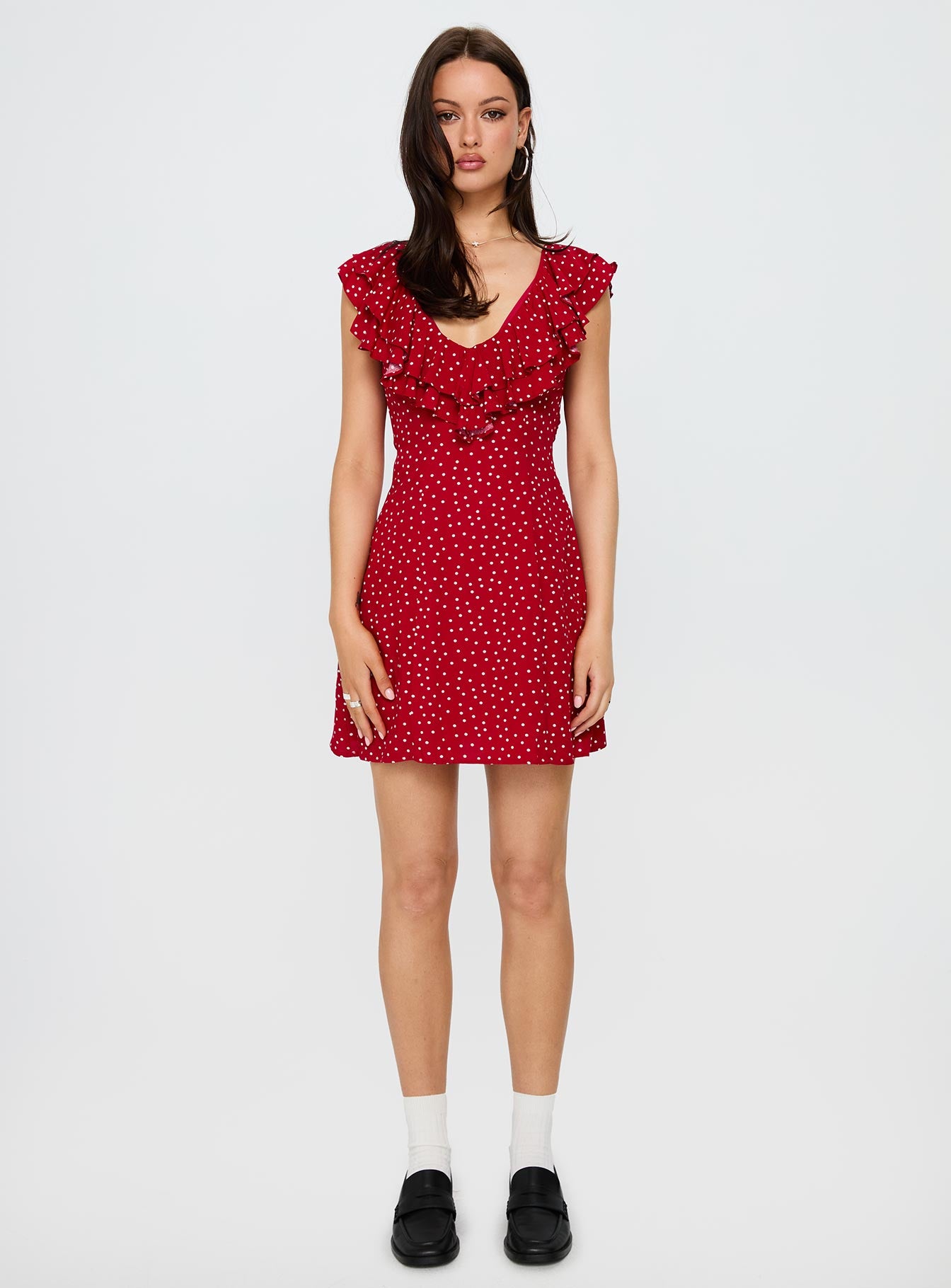 Cherry Schnapps Flutter Mini Dress Red Polka-Oh Mollys