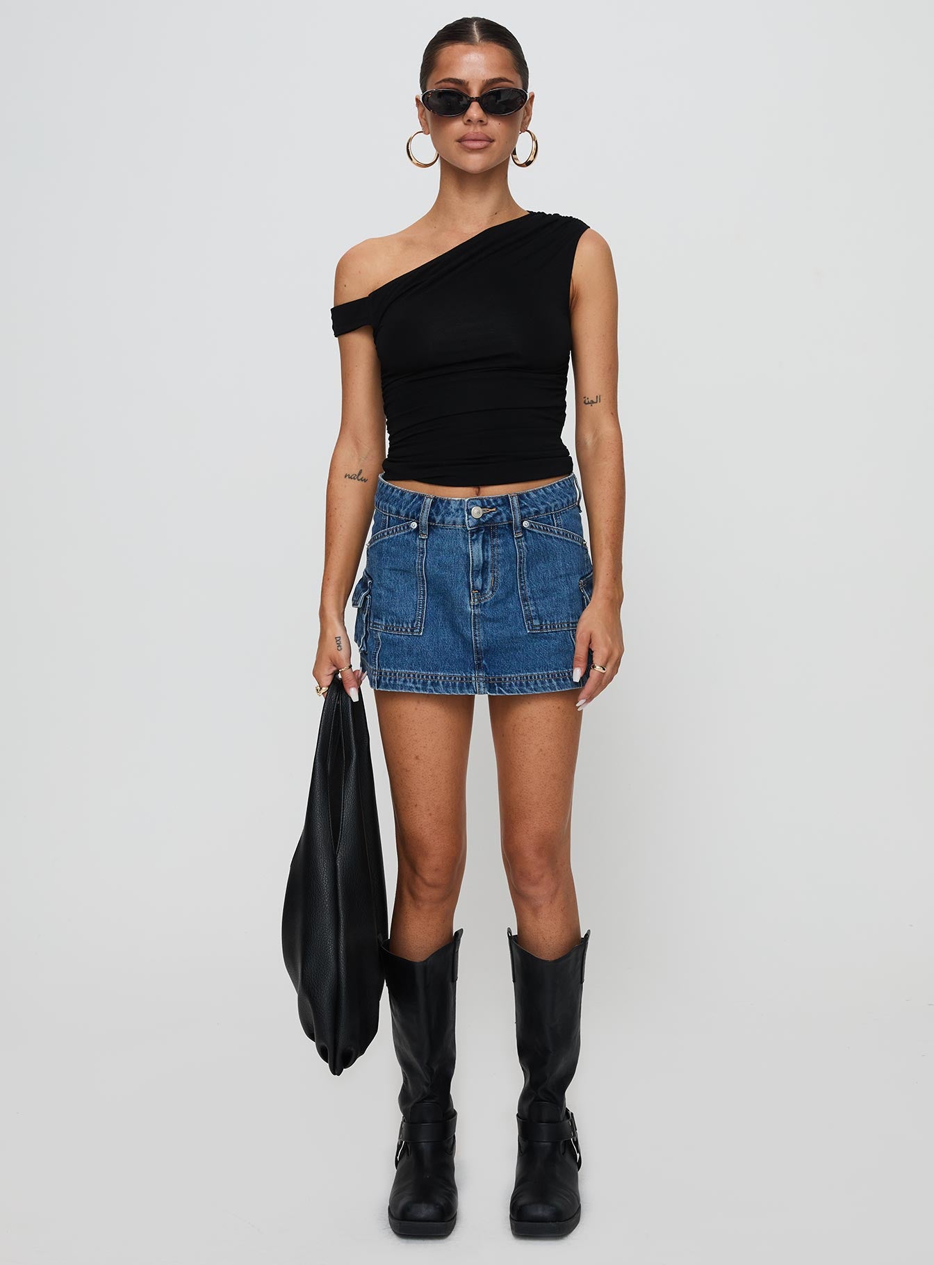 Pacific Coast Denim Cargo Skirt Dark Wash-Oh Mollys