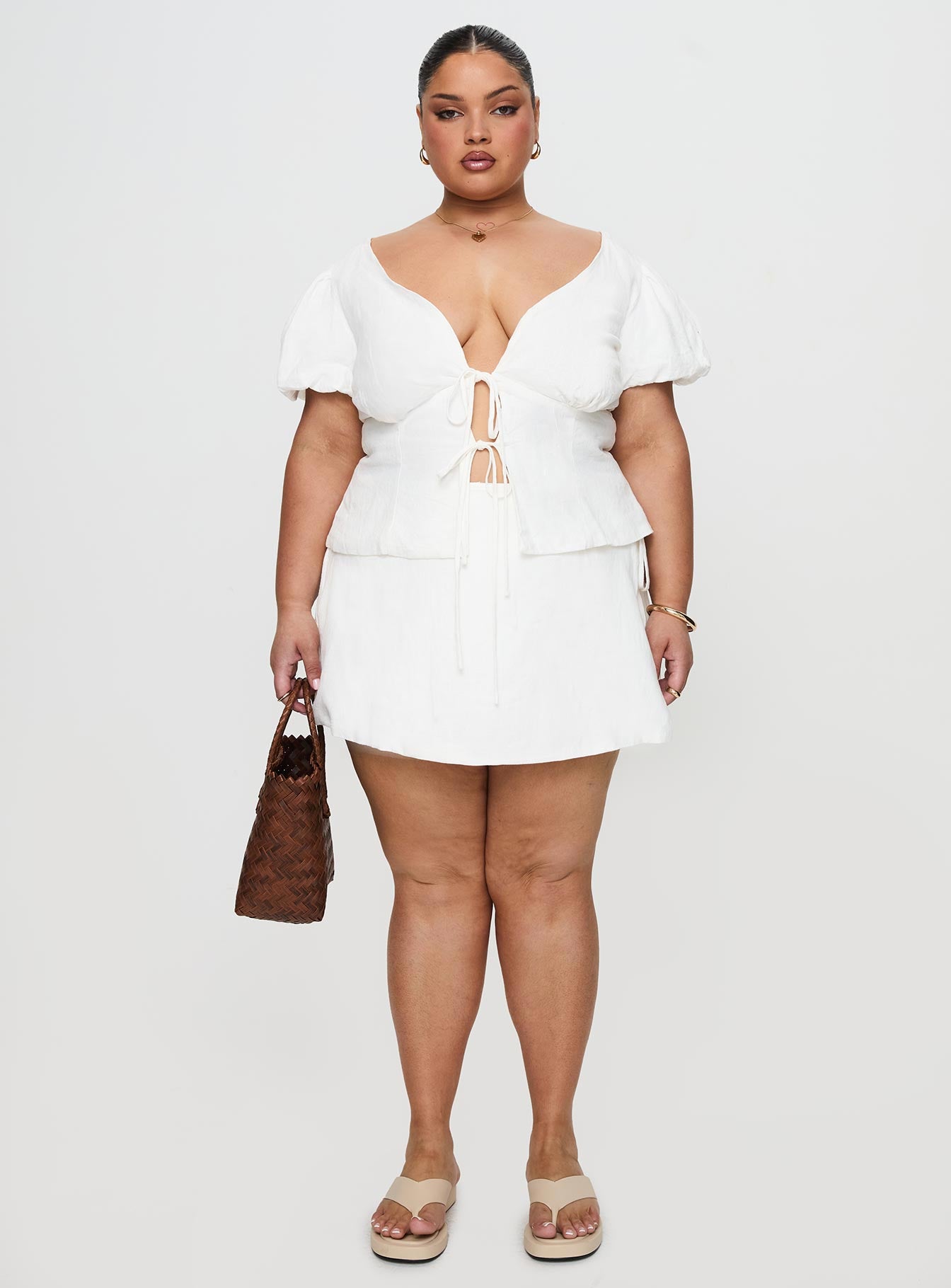 Gulliver Tie Side Mini Skort White Curve-Oh Mollys