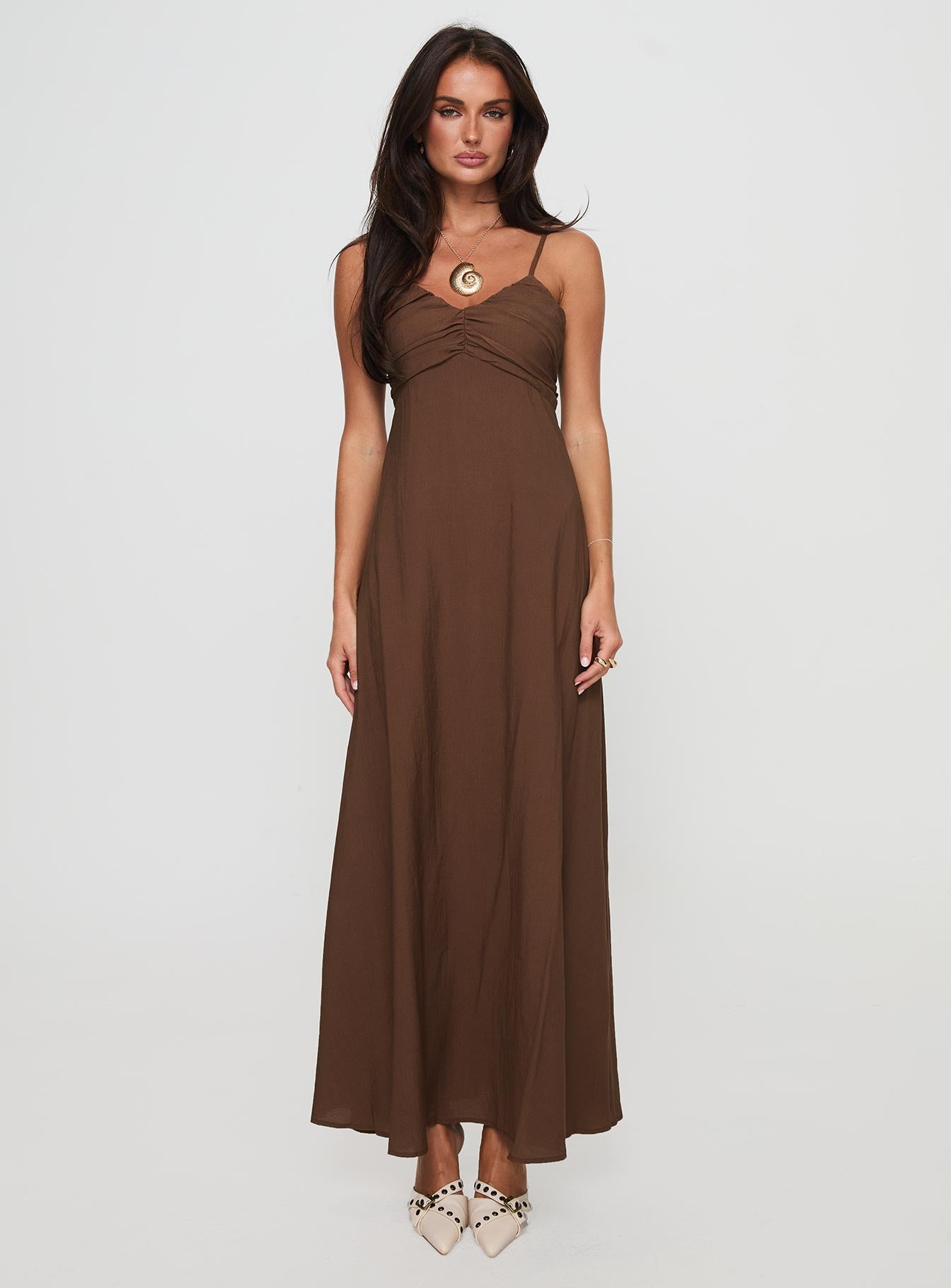 Neeka Maxi Dress Brown-Oh Mollys