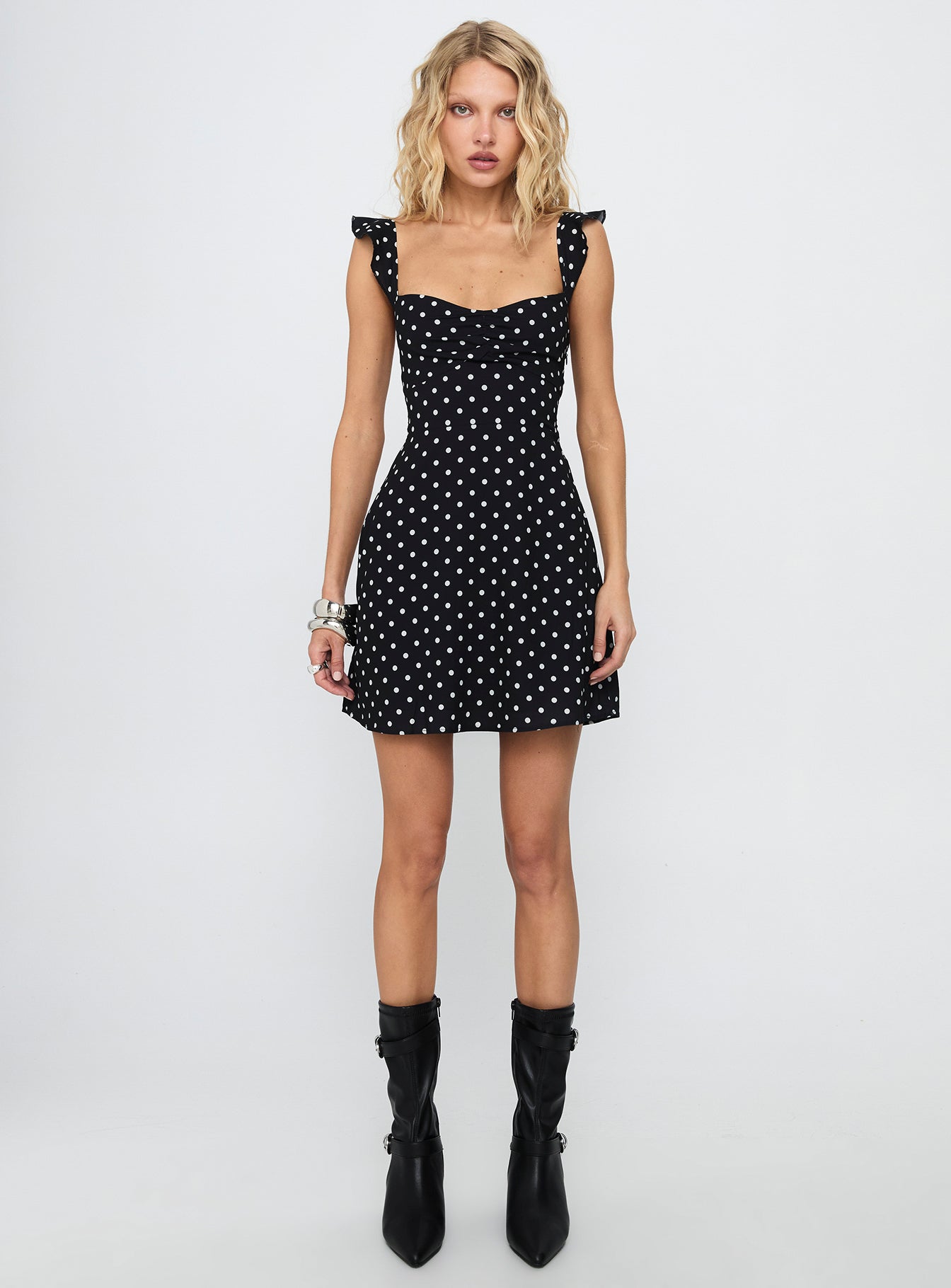 Landon Mini Dress Black / Polka Dot-Oh Mollys