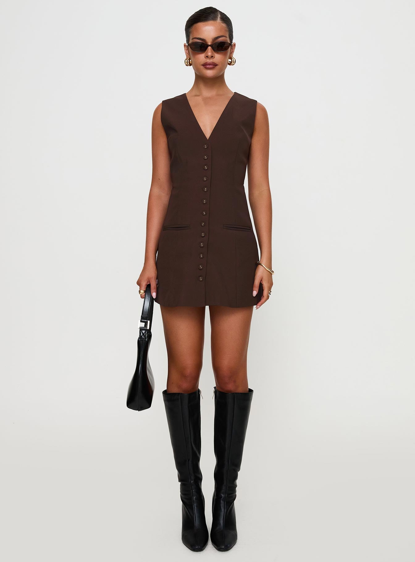Laire Mini Dress Chocolate-Oh Mollys