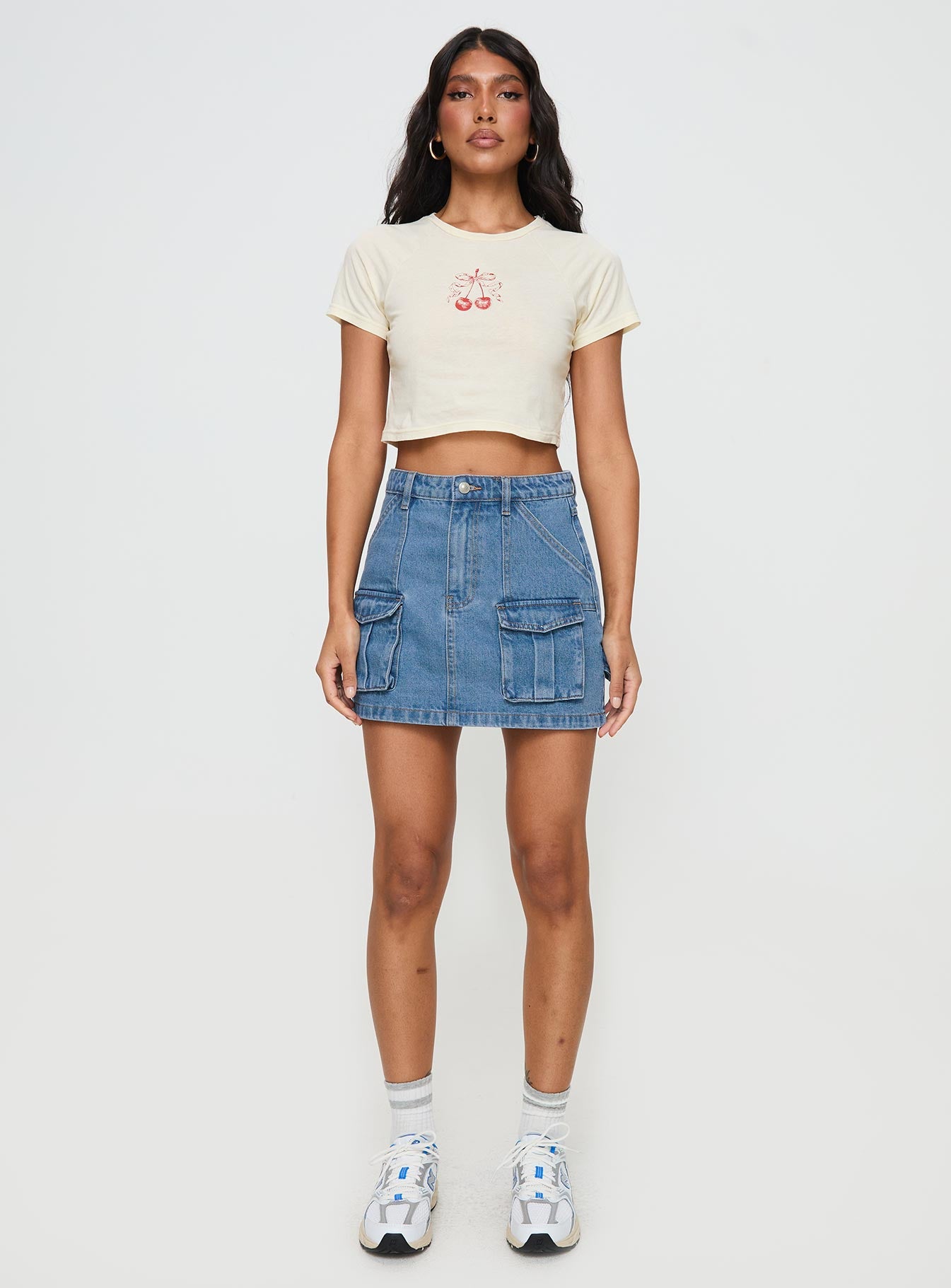 Chillders Denim Mini Skirt Mid Wash Petite-Oh Mollys