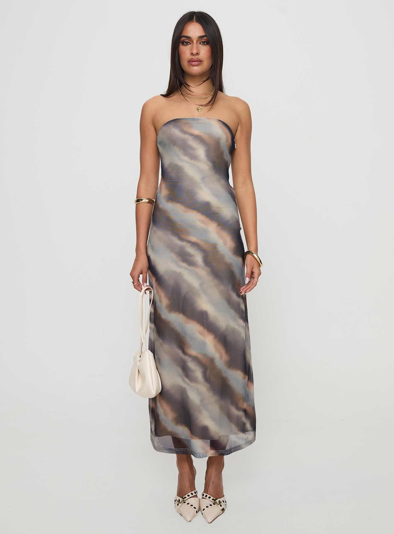 Pinacle Strapless Maxi Dress Brown-Oh Mollys