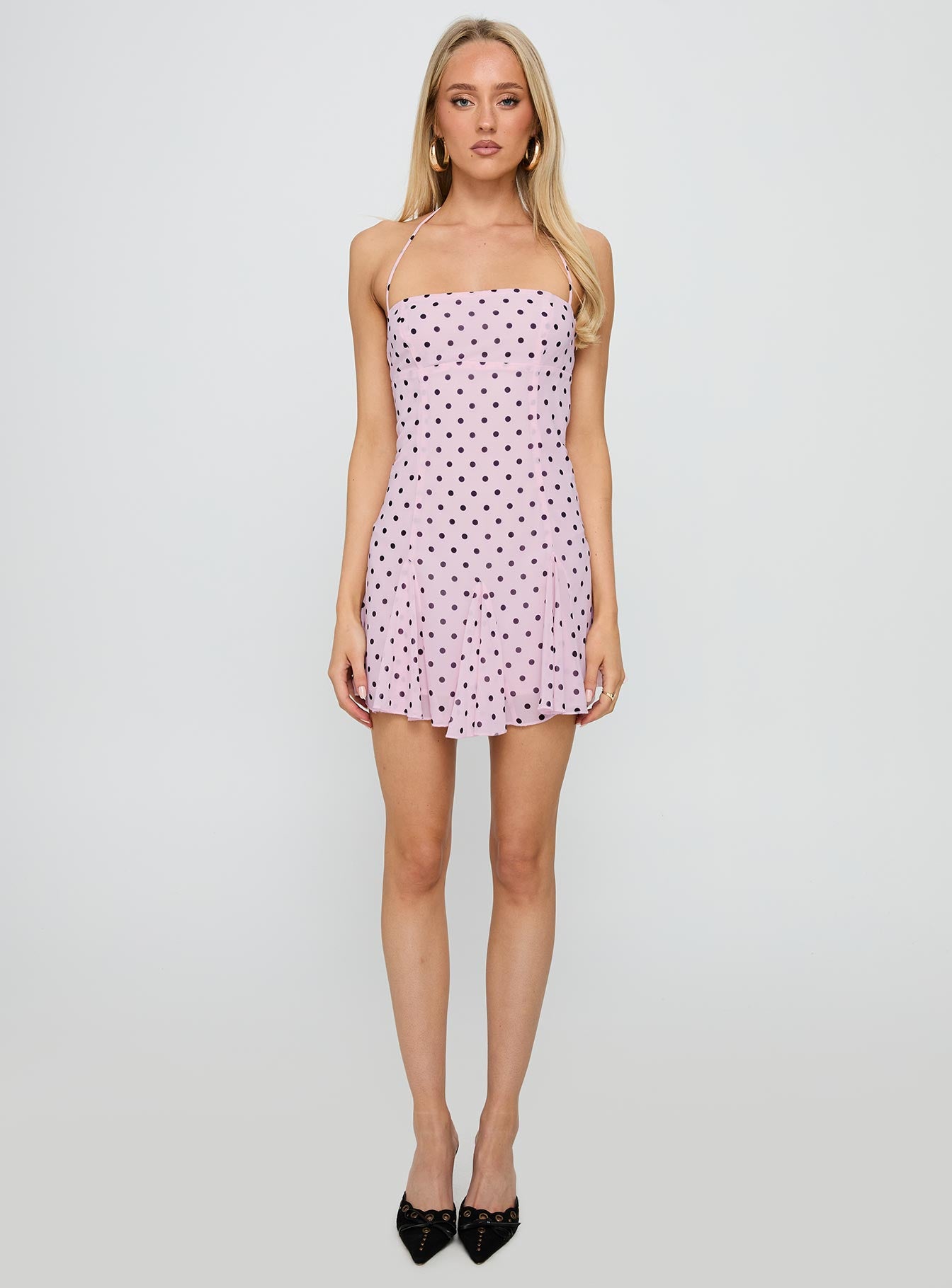 Delamere Mini Dress Pink / Black Polka-Oh Mollys