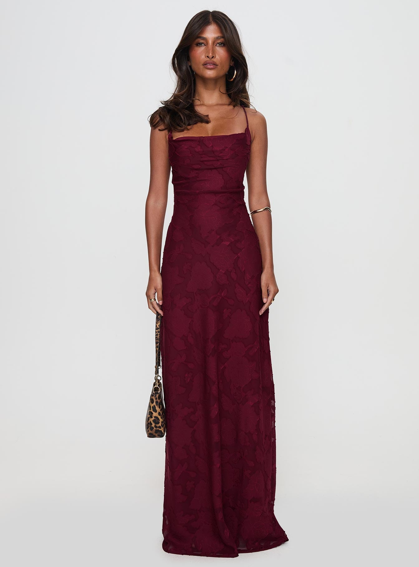 Celena Maxi Dress Burgundy Burnout Petite-Oh Mollys