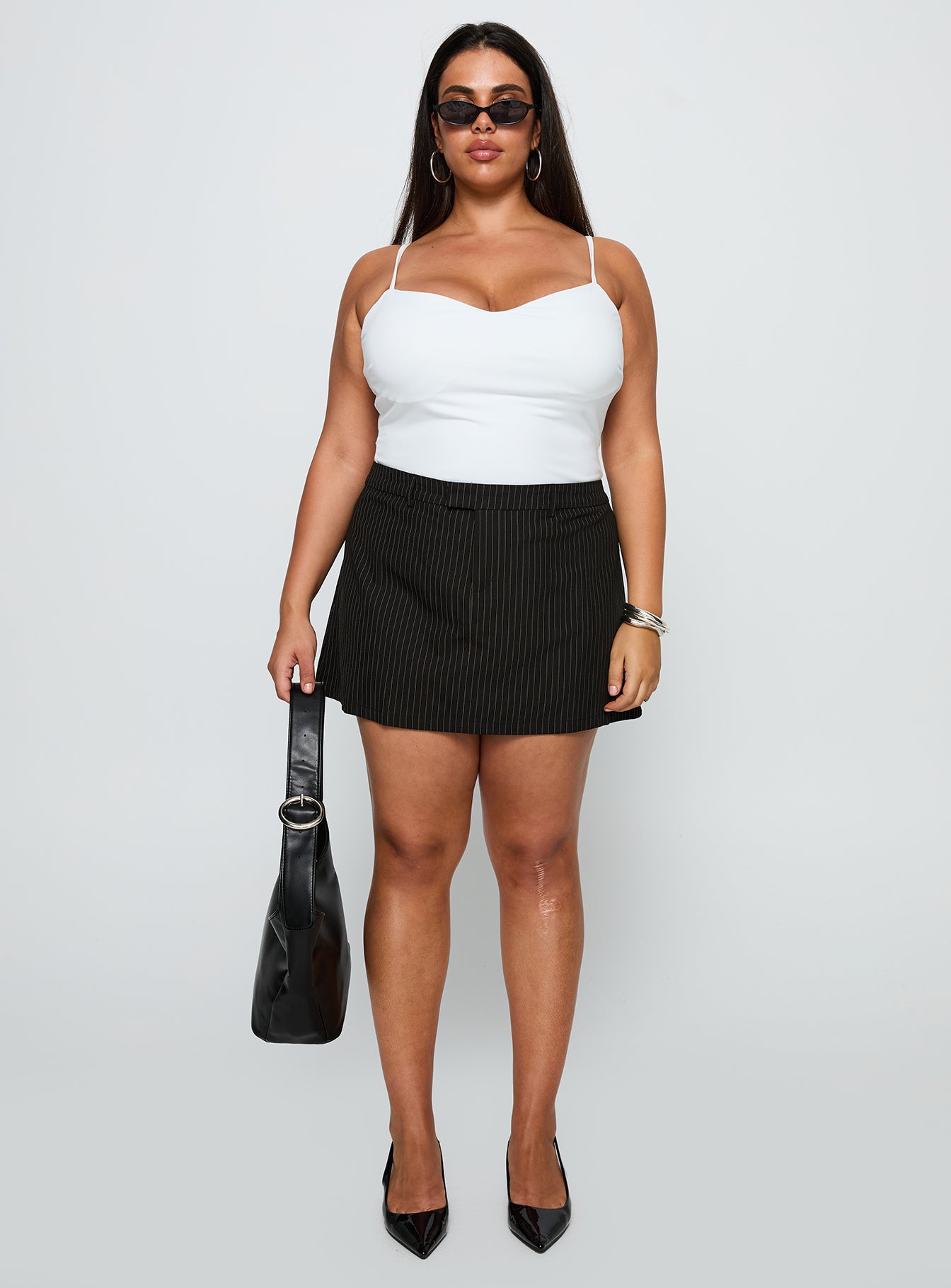 Feminique Skort Black Stripe Curve-Oh Mollys