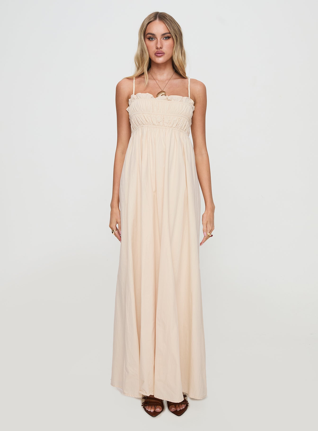 Love All Around Maxi Dress Cream-Oh Mollys